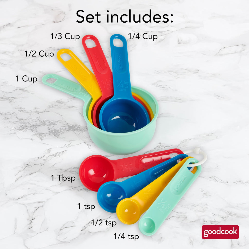 Measuring Cups And Spoons, Set Of 8 Nesting With Storage Ring
