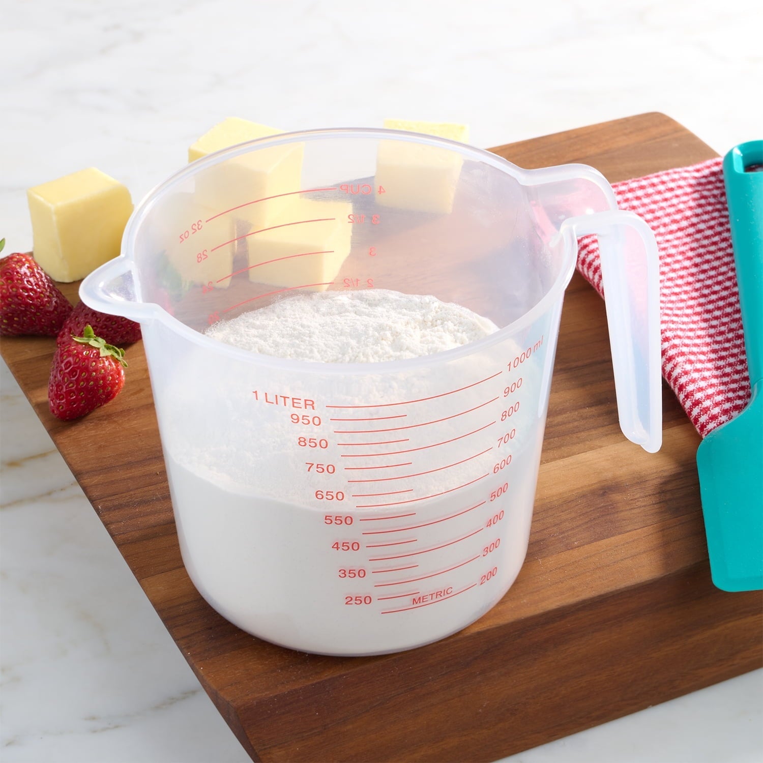 (12 pack) 4 Cup PP Plastic Measuring Cup, 32 oz, Clear