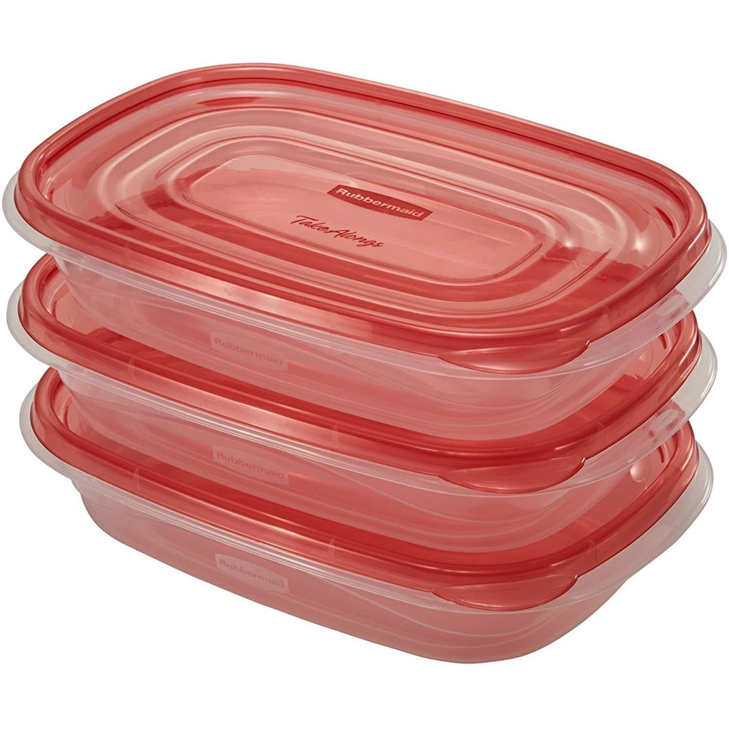 4.0-Cup Rectangle Food Storage Containers, Ruby Red, 3 pack