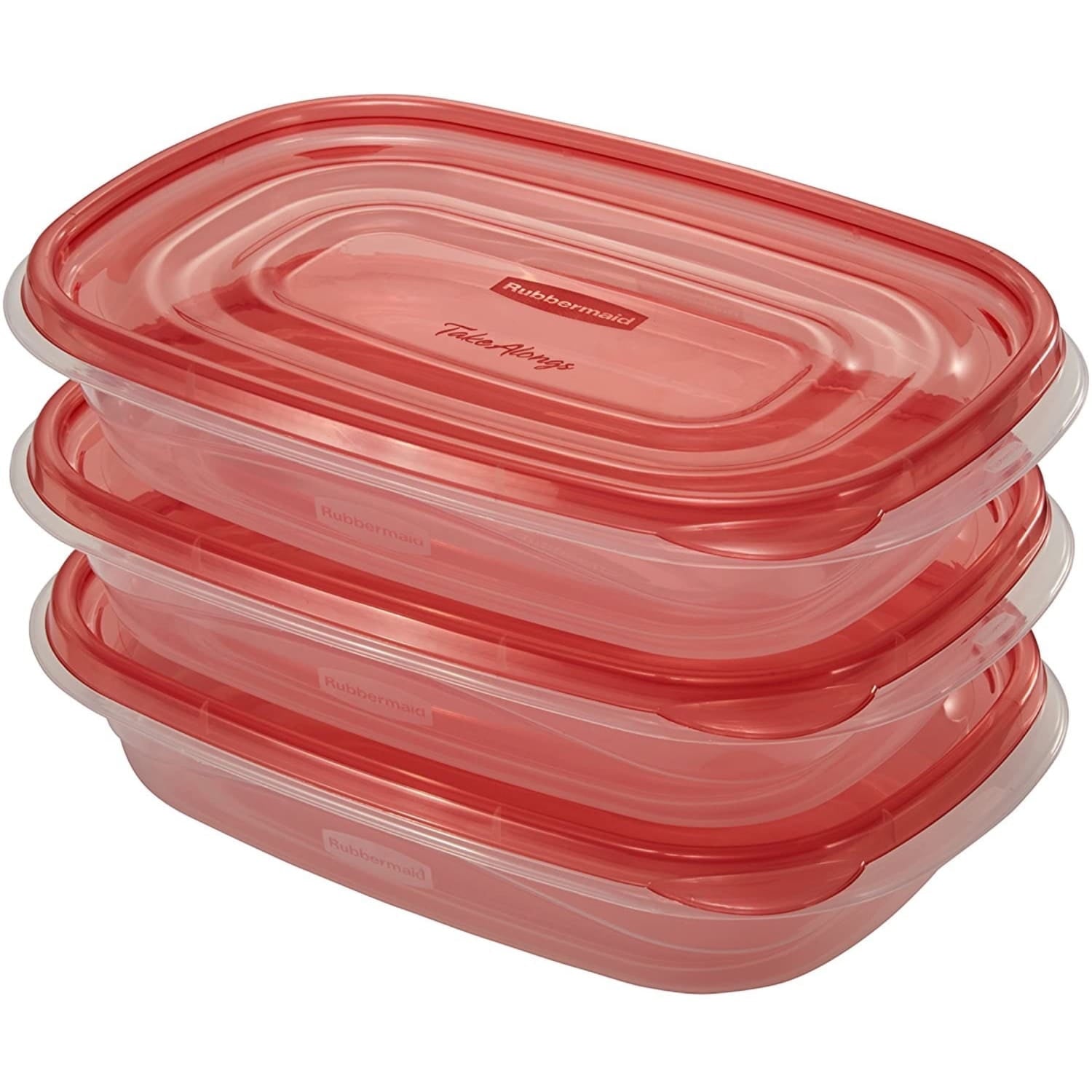 4.0-Cup Rectangle Food Storage Containers, Ruby Red, 3 pack