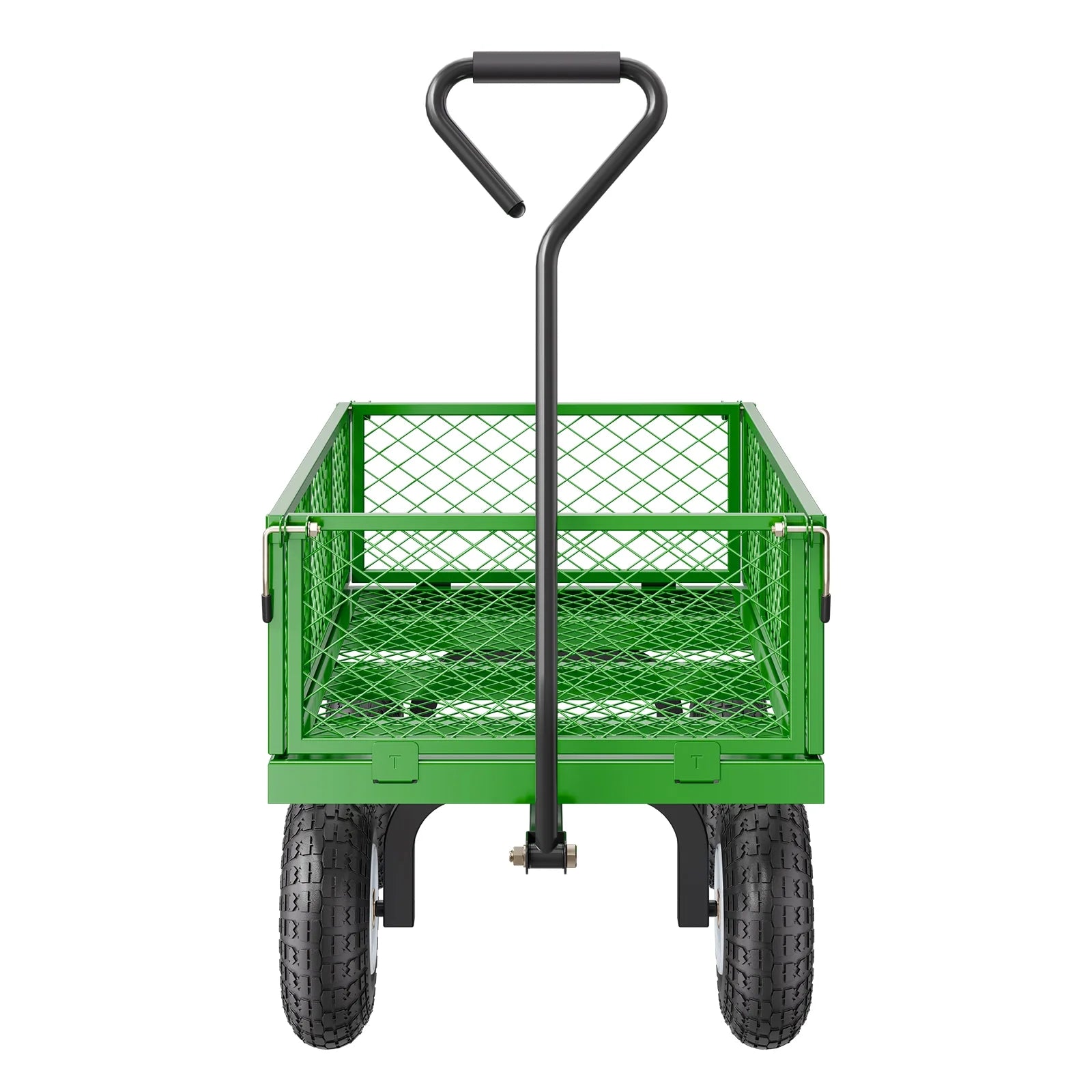 KFFKFF Mesh Steel Garden Cart 900 Lbs, 38 x 22 " Heavy Duty Utility Wagon Cart, Metal Garden Trolley with 10" Wheels, Removable Mesh Sides, 180 Swiveling Handle (Green)