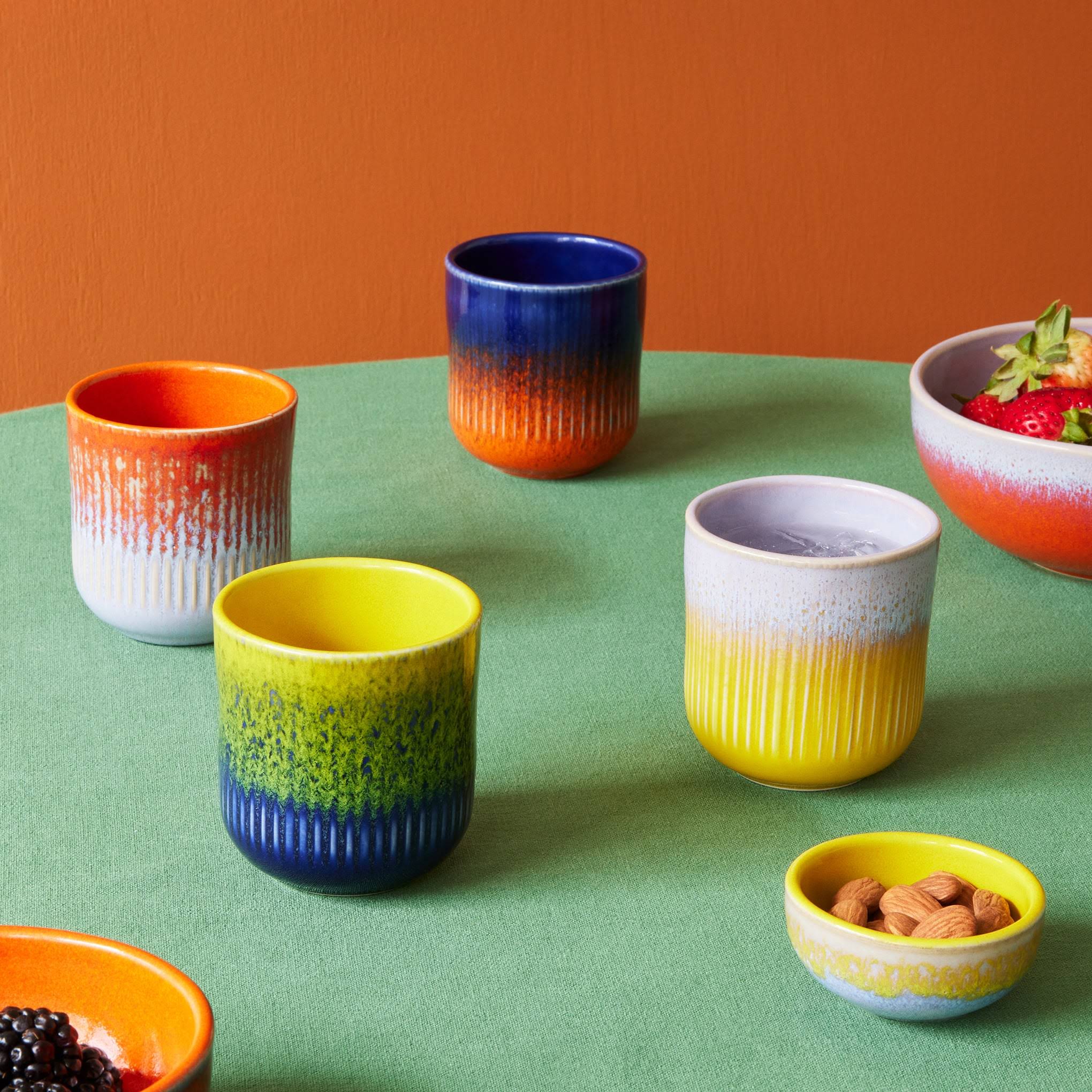 Portuguese Glazed Ceramic Tumblers - Set of 4