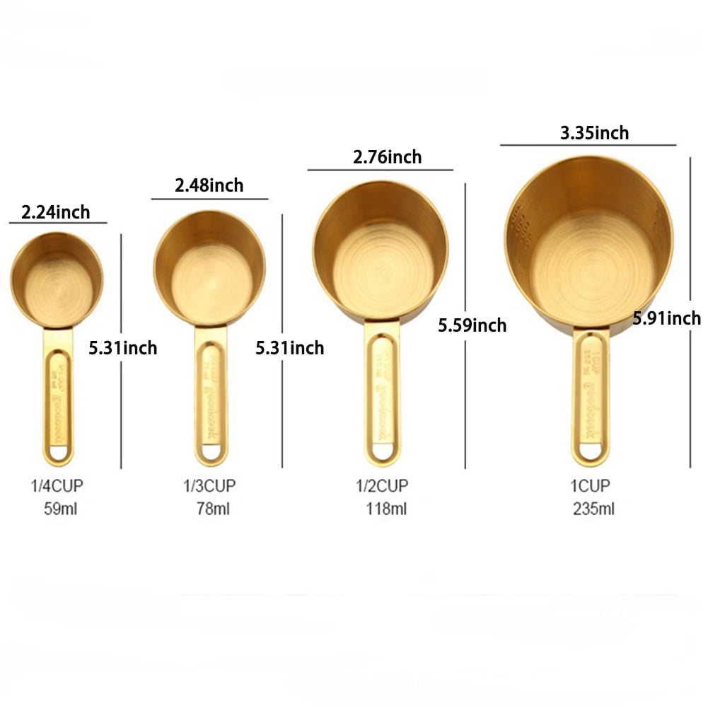 Stainless Steel Measuring Cups,Measuring Cup Spoon Set,Kitchen Accessories 8 PCS(Gold)