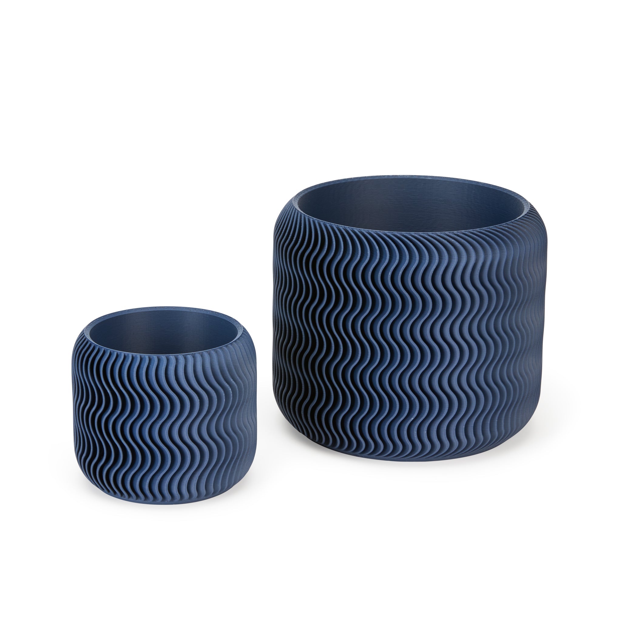 Wavy Pine 3D-Printed Planter - Midnight Blue