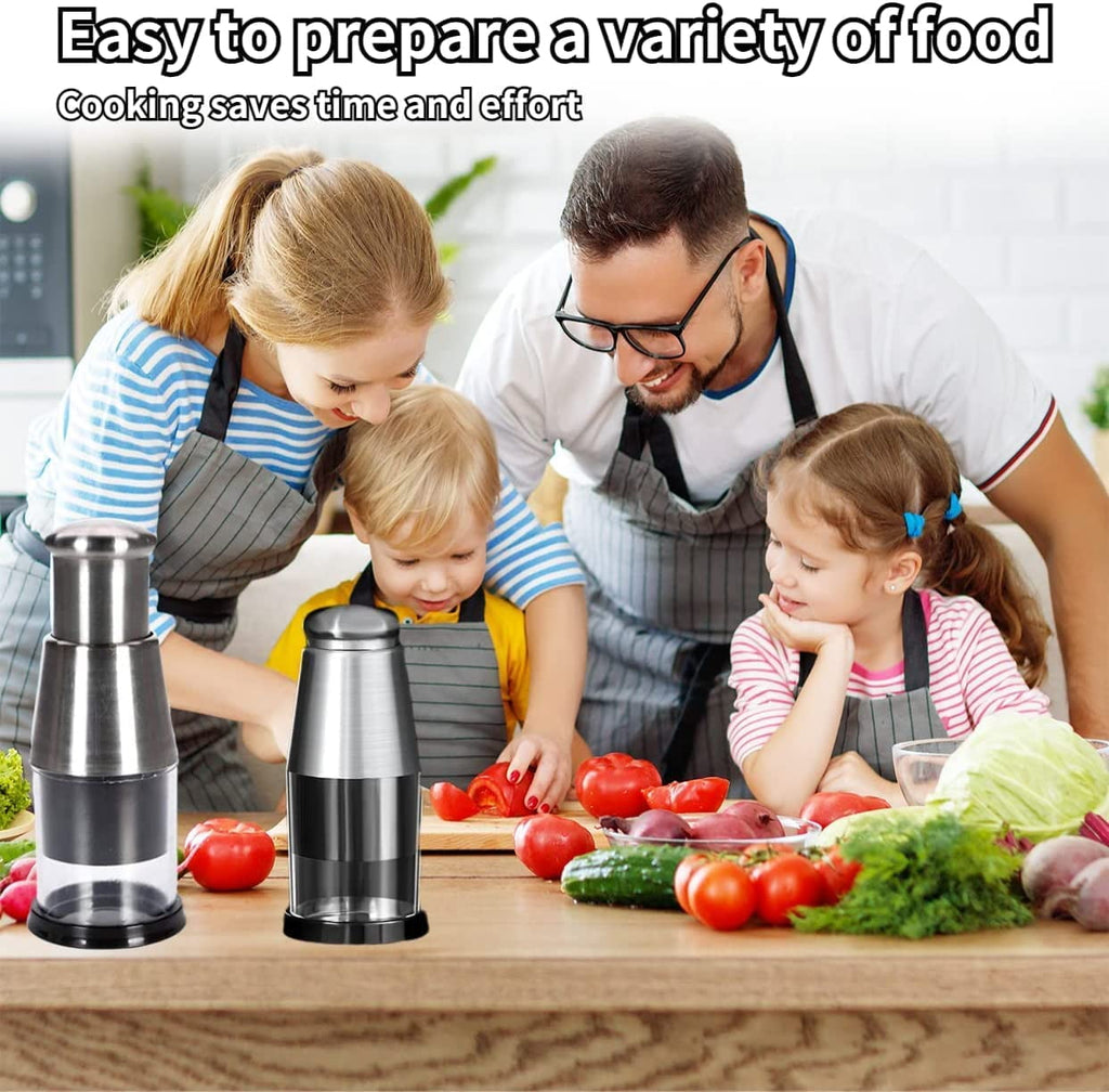 Stainless Steel Garlic Chopper Onion Press Manual Vegetable Chopper Easy Clean Silver Knives