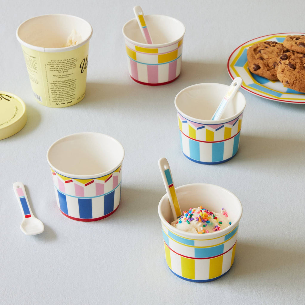 Geocromia Porcelain Dinnerware - Ice Cream Bowl Set of 4