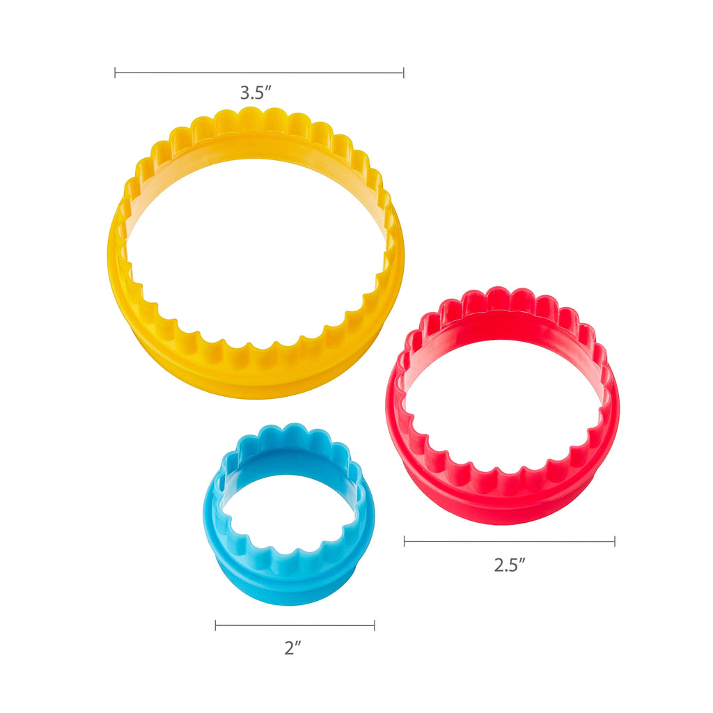 Round Double-Sided Plastic Cookie Cutter Set, 5 Pieces