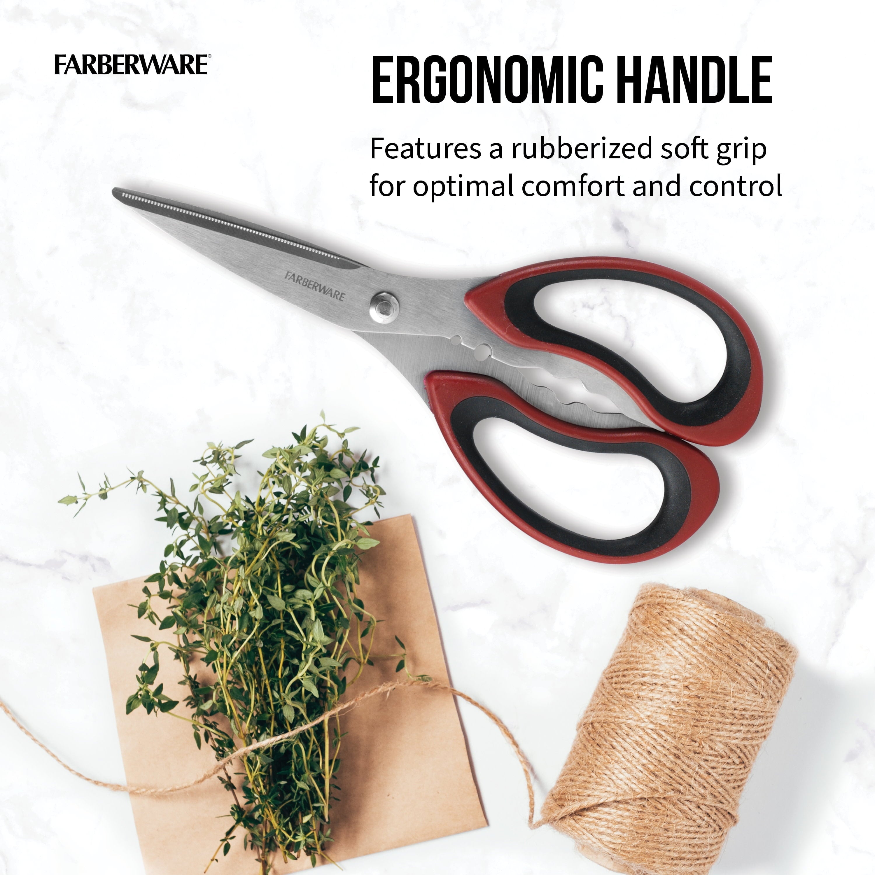 Stainless Steel Kitchen and Herb Shears with Red and Black Handle