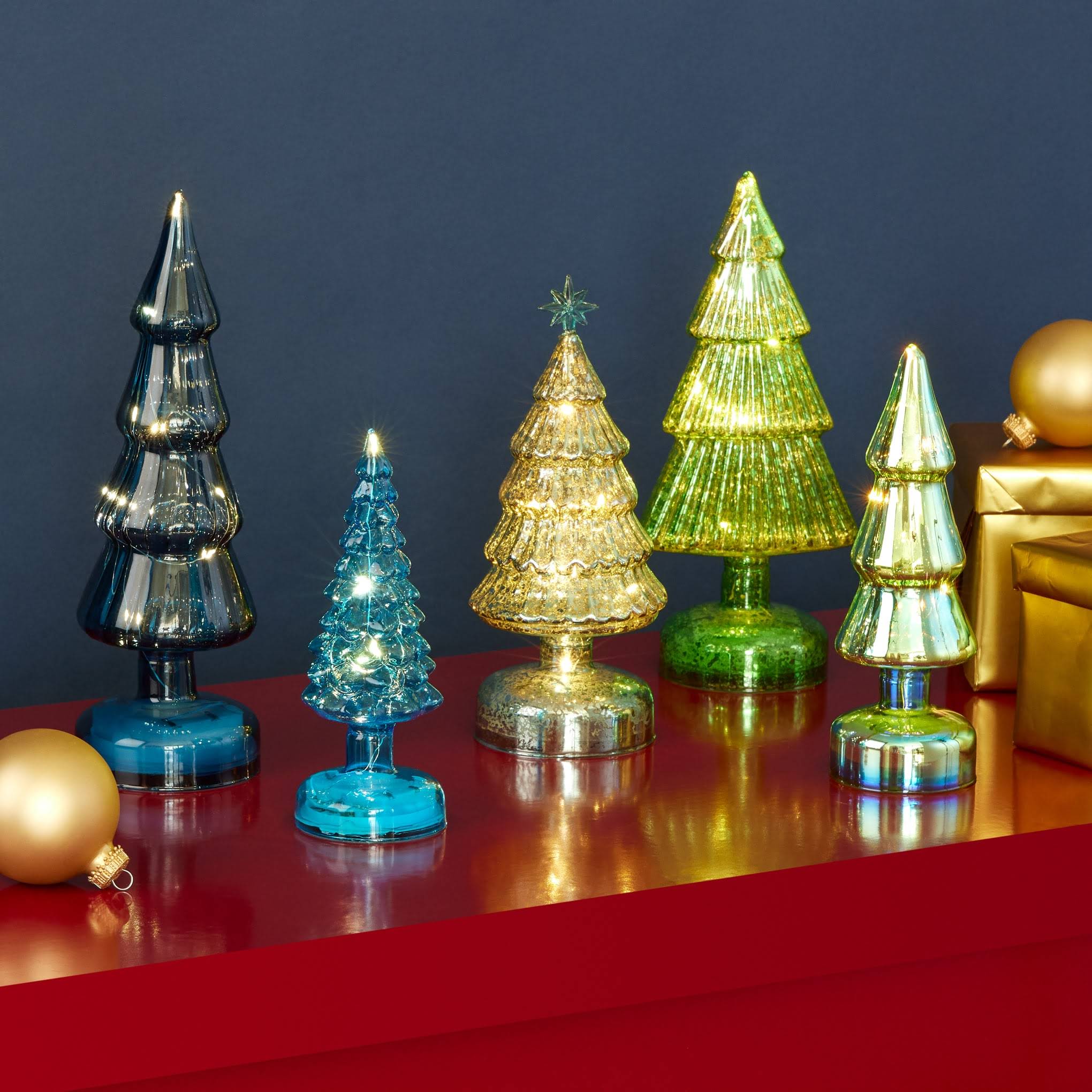 MoMA Colorful LED Lighted Trees - Set of 5 - Small - Blue