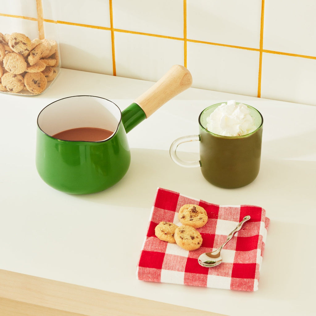 Porcelain Enamel Milk Pan - Green