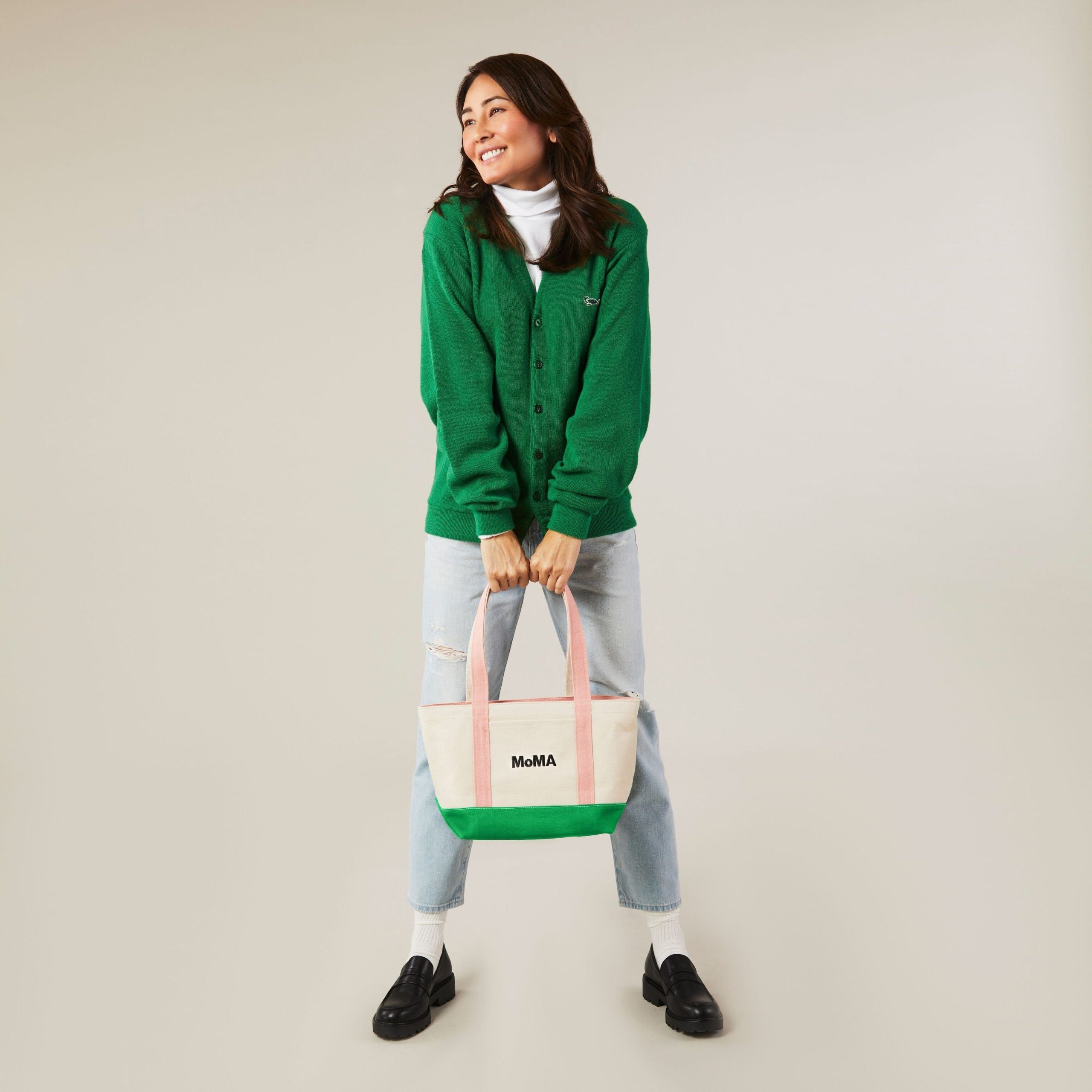 MoMA Baggu Heavyweight Canvas Tote - Pink/ Green