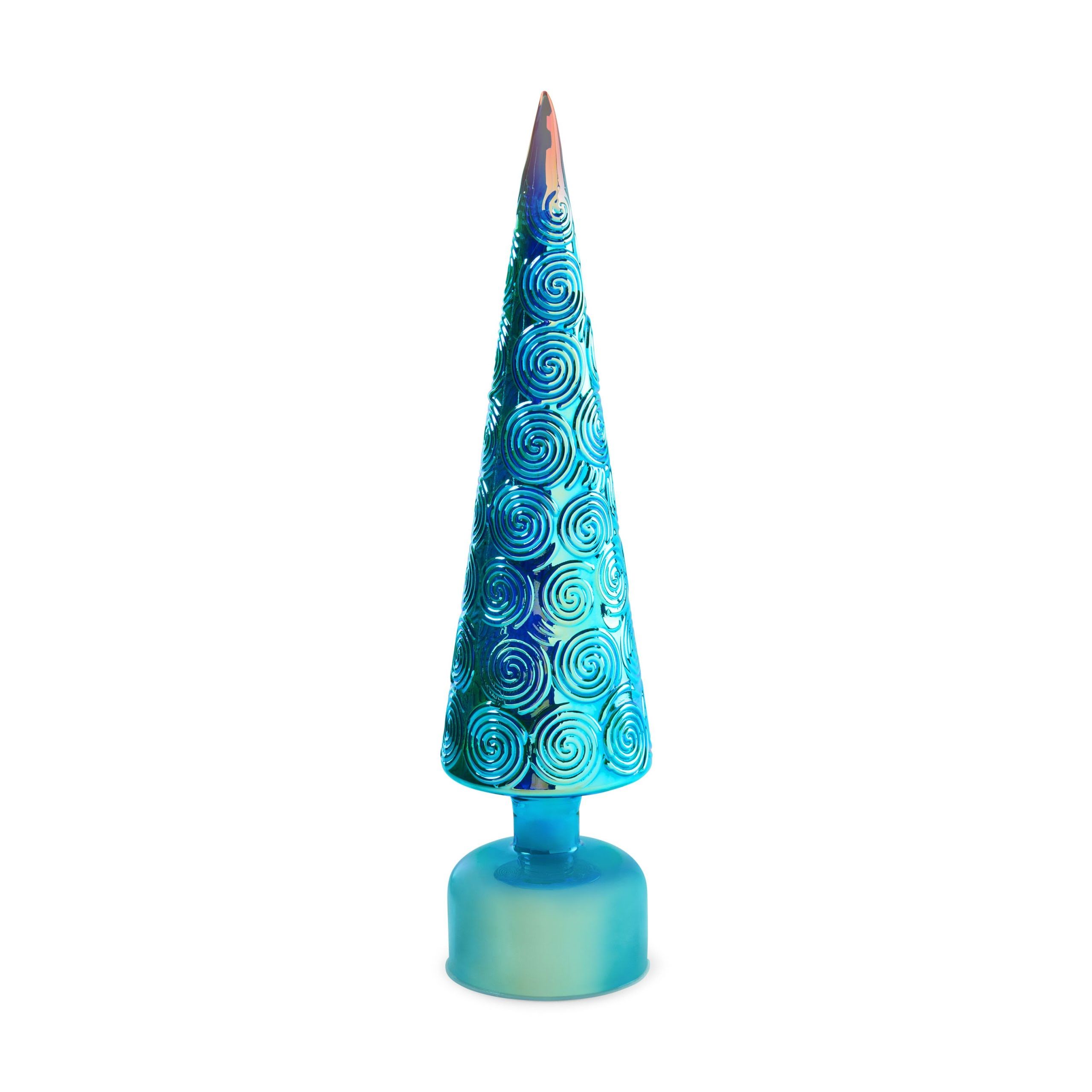 LED Lighted Starry Night Spinning Glass Tree