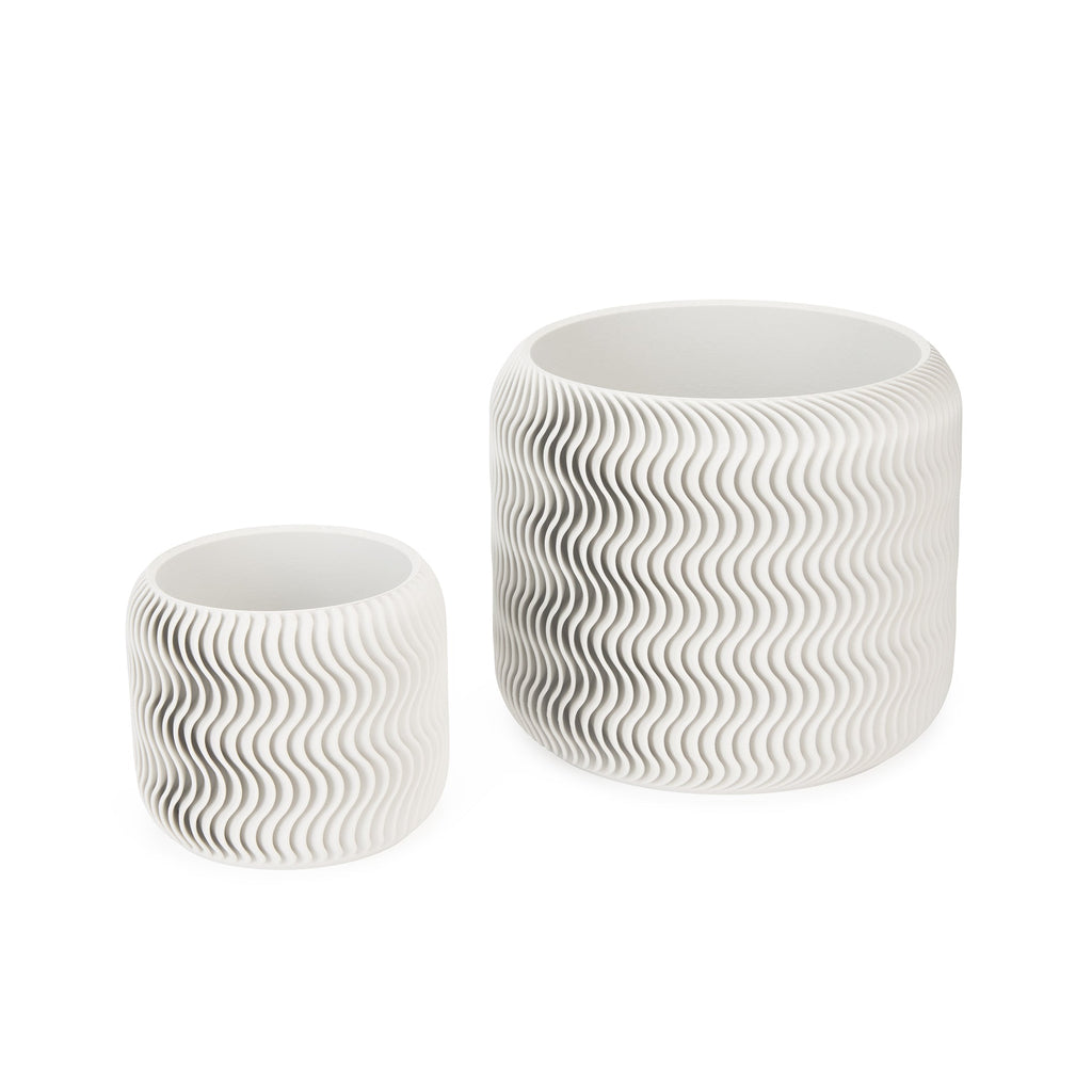 Wavy Pine 3D-Printed Planter - White