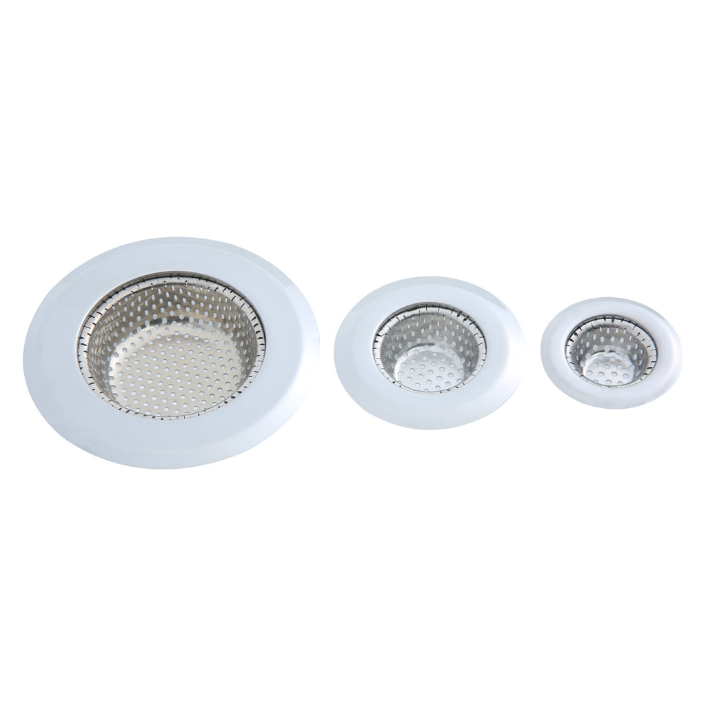 Stainless Steel Kitchen Sink Drain Strainer Set 3 Pack 4.45", 2.95", 2.1" Silver