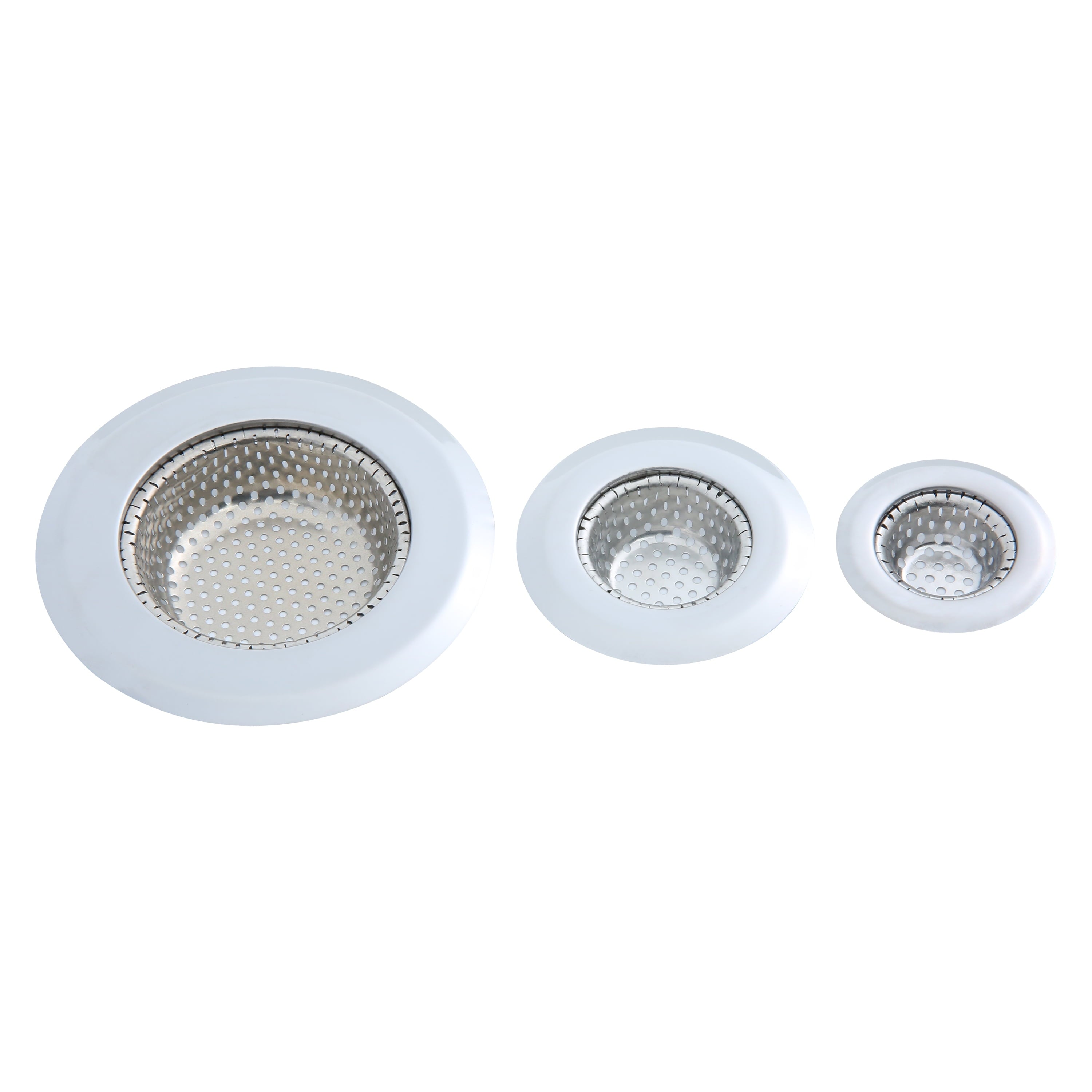 Stainless Steel Kitchen Sink Drain Strainer Set 3 Pack 4.45", 2.95", 2.1" Silver