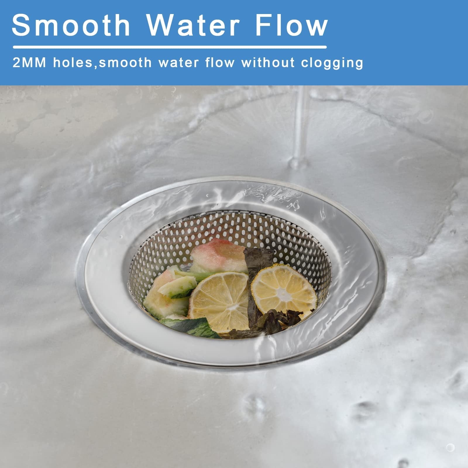 2 Pcs Sink Strainer for Most Kitchen Sink Drain Basket, Upgraded Double-Layer Safe Design Kitchen Sink Strain...