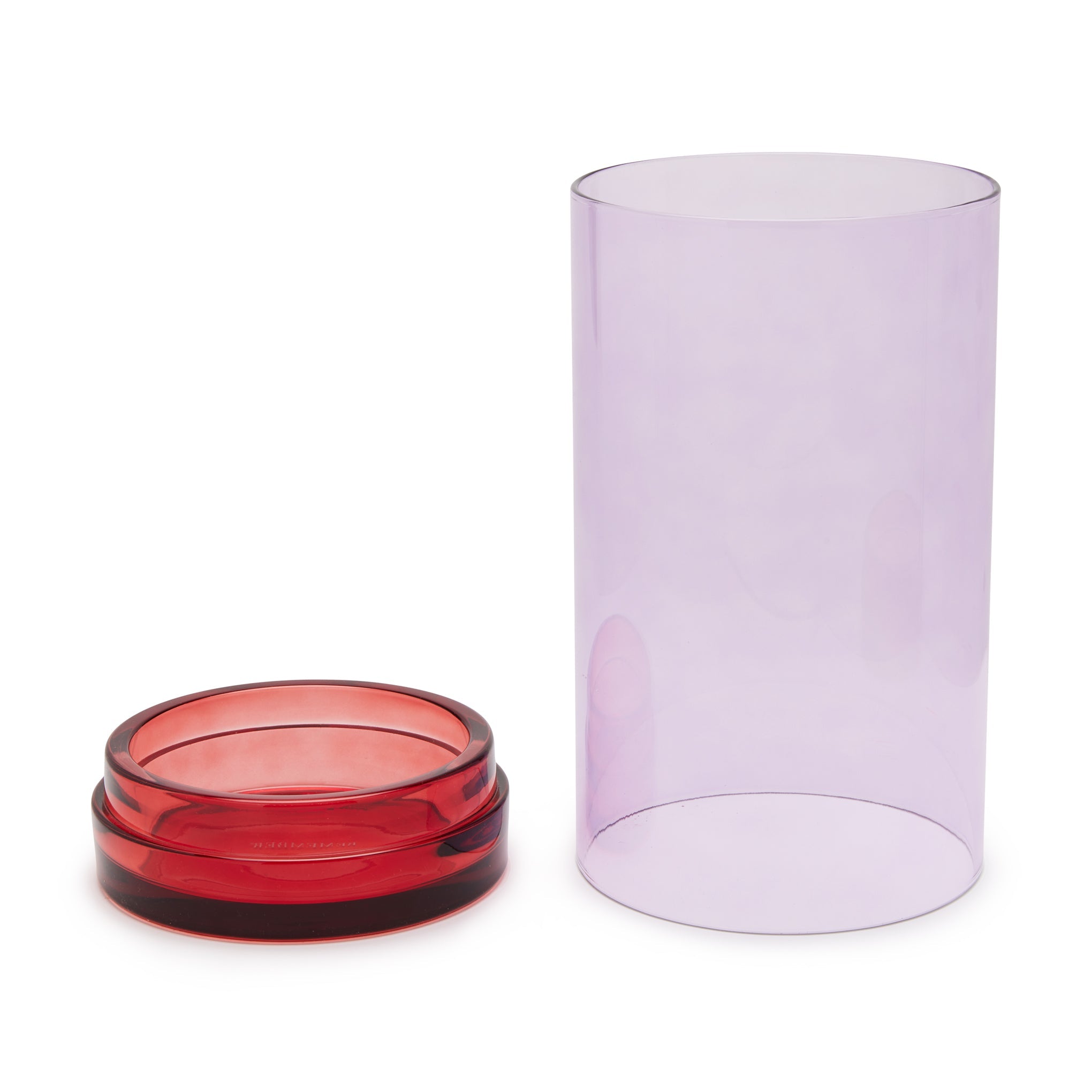 Glass Hurricane Lantern Candle Holder - Violet/ Red