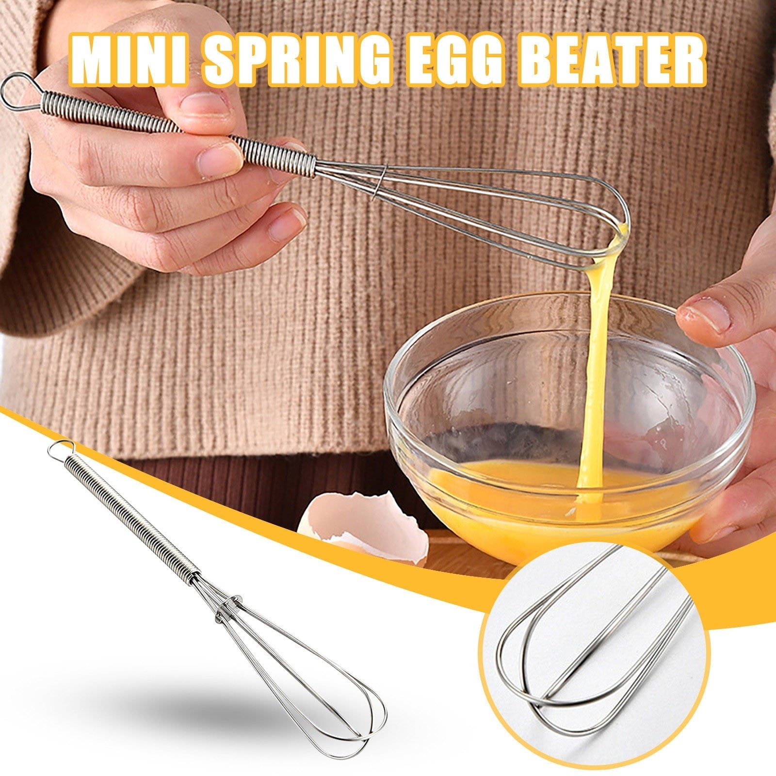 Stainless Steel Whisk, 7" Kitchen Whisk Balloon Whisk, Kitchen Wisk, Wire Whisks for Cooking Whisking Blen...
