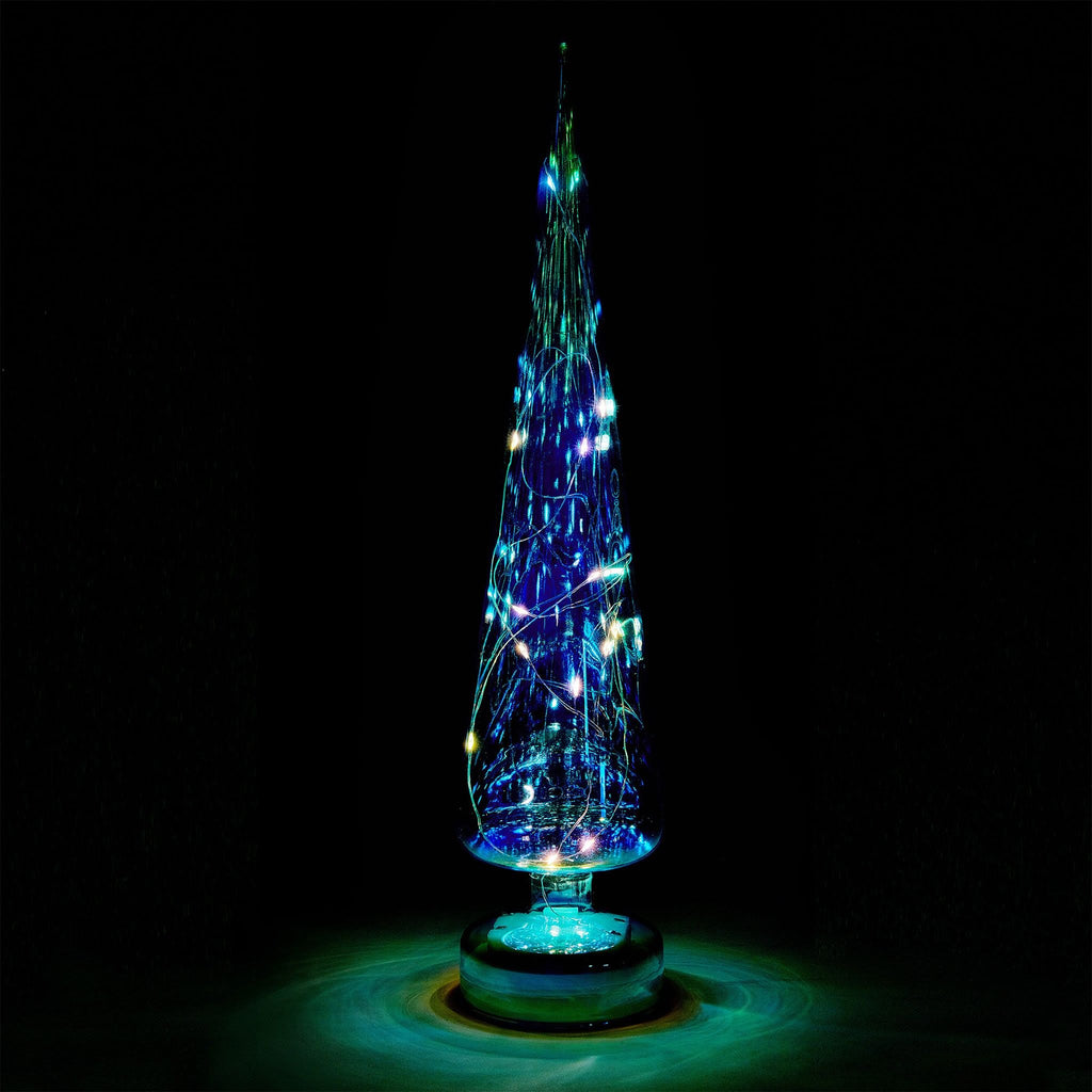 MoMA LED Glass Lighted Tree- Large - Teal Iridescent