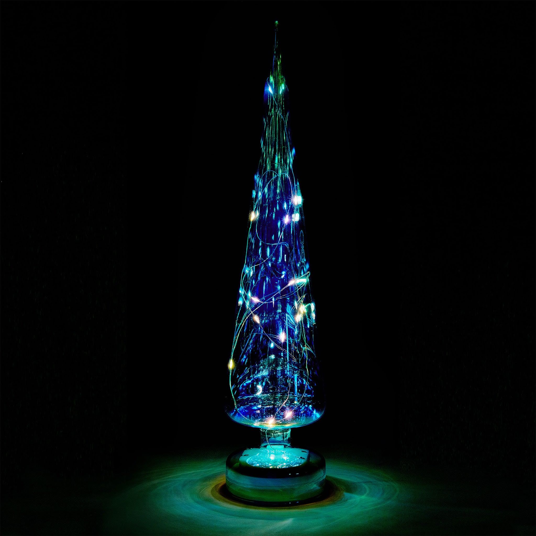 MoMA LED Glass Lighted Tree- Large - Teal Iridescent