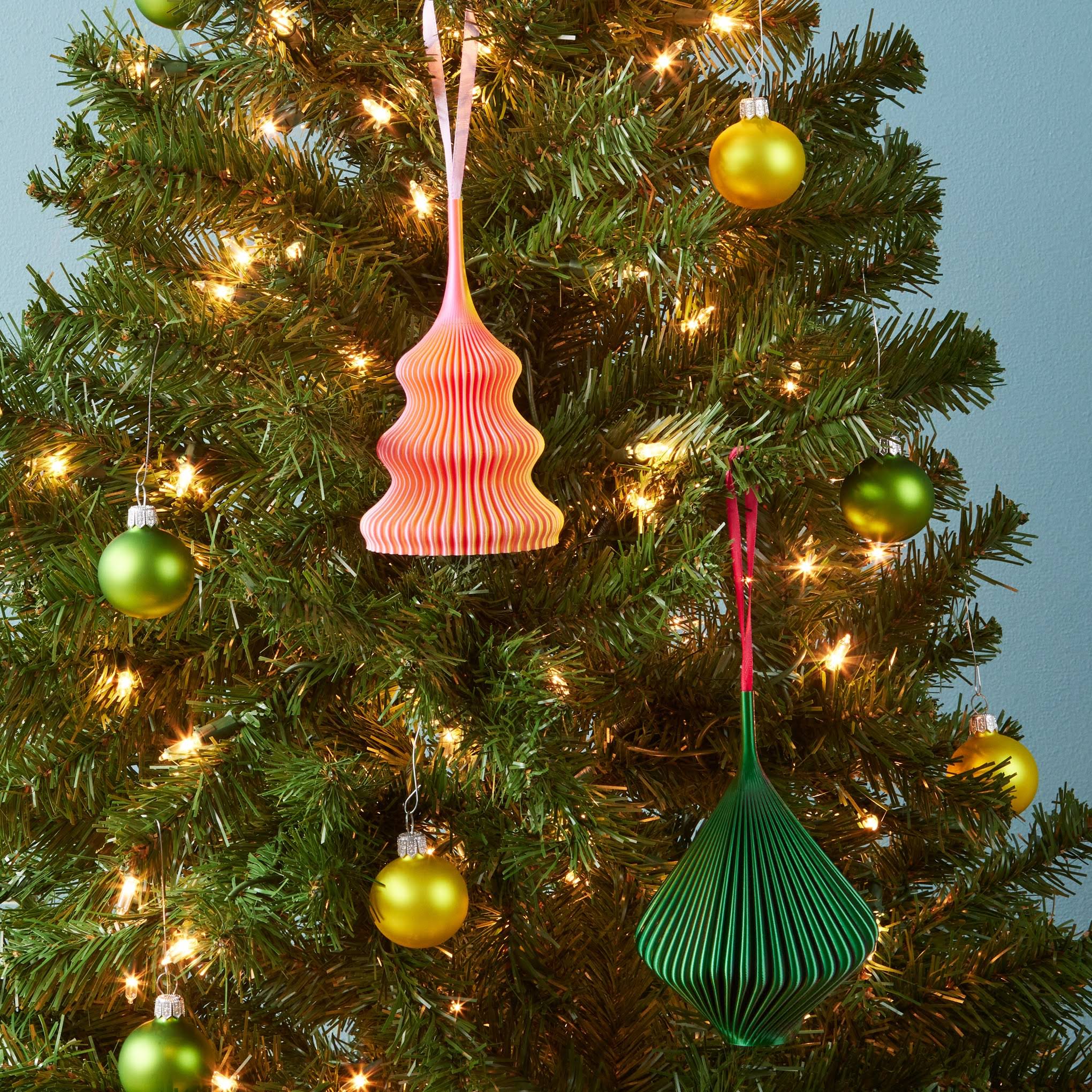 3D-Printed Holiday Ornaments - Set of 2 - Watermelon/Grapefruit