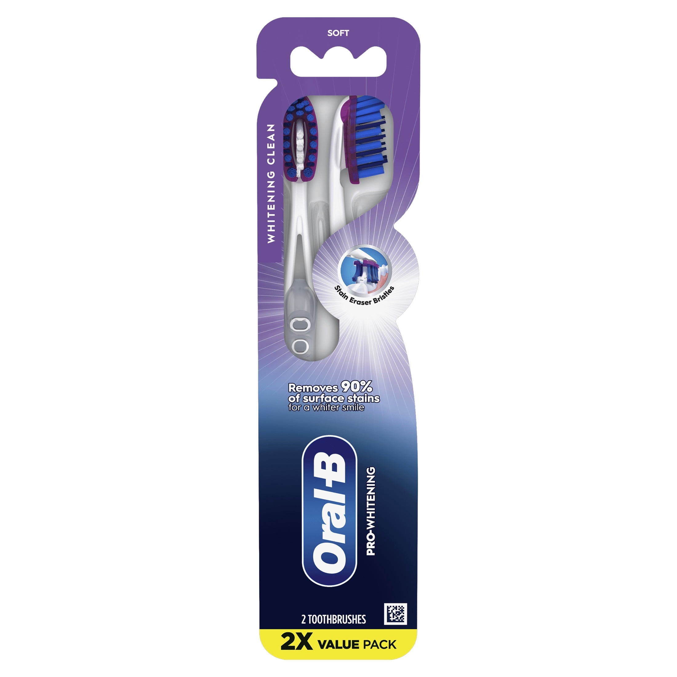 Toothbrush Pack, Pro Whitening Manual Toothbrush, Medium Bristles, 2 Count