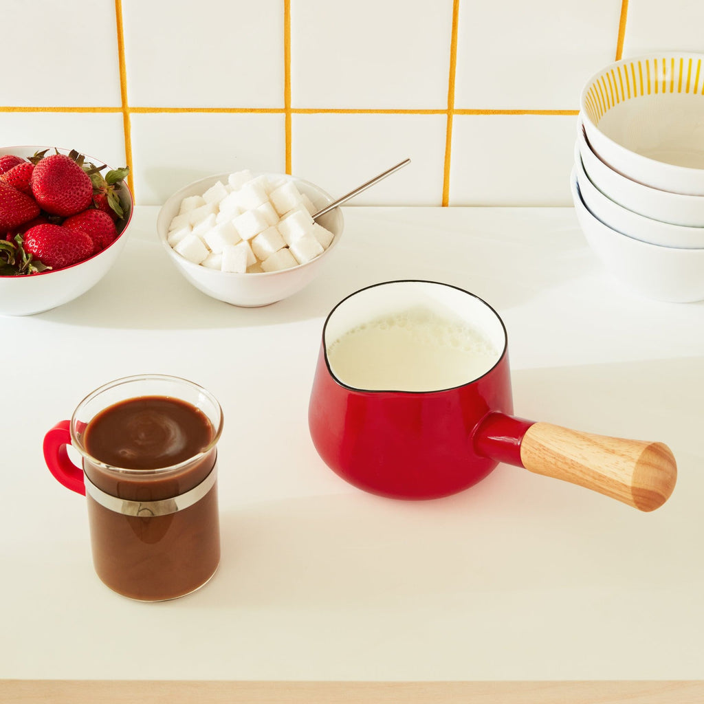 Porcelain Enamel Milk Pan - Red