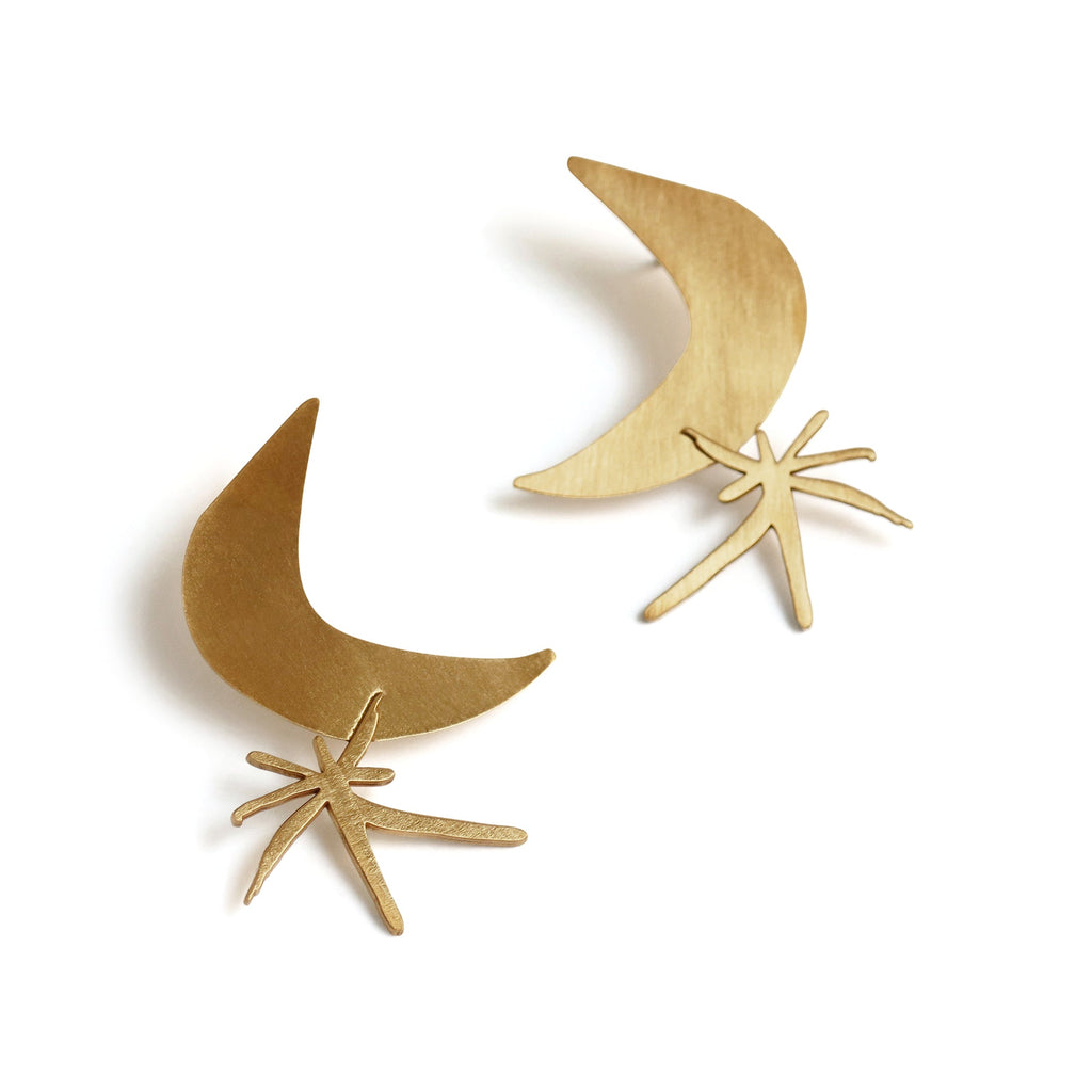 Joan Mir?? Gold-Plated Moon &amp; Star Earrings