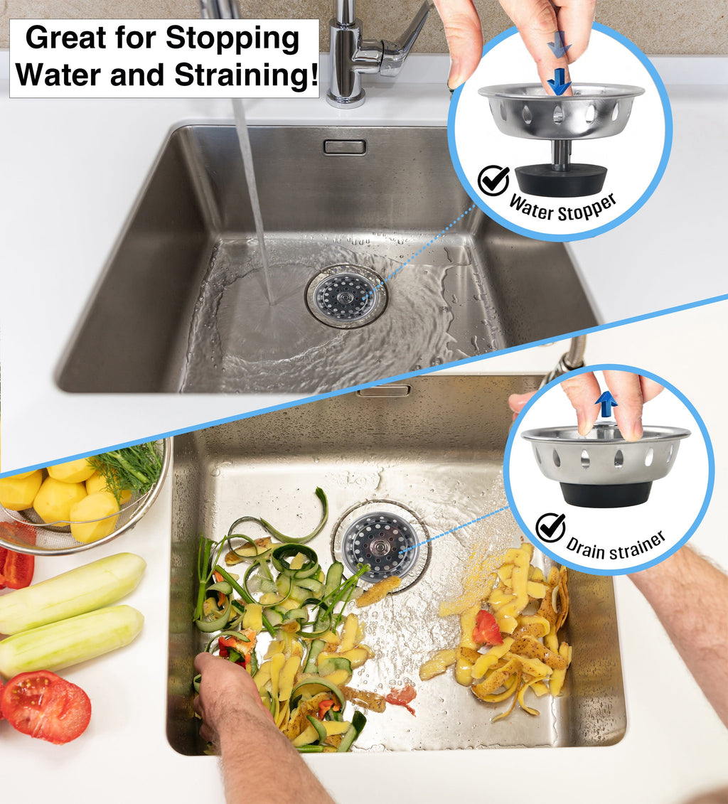 Stainless Steel Deluxe Kitchen Sink Strainer Silver for 3.5" Drains