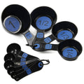 10 Piece Easy Read Measuring Cups & Spoons Set - Black / Blue