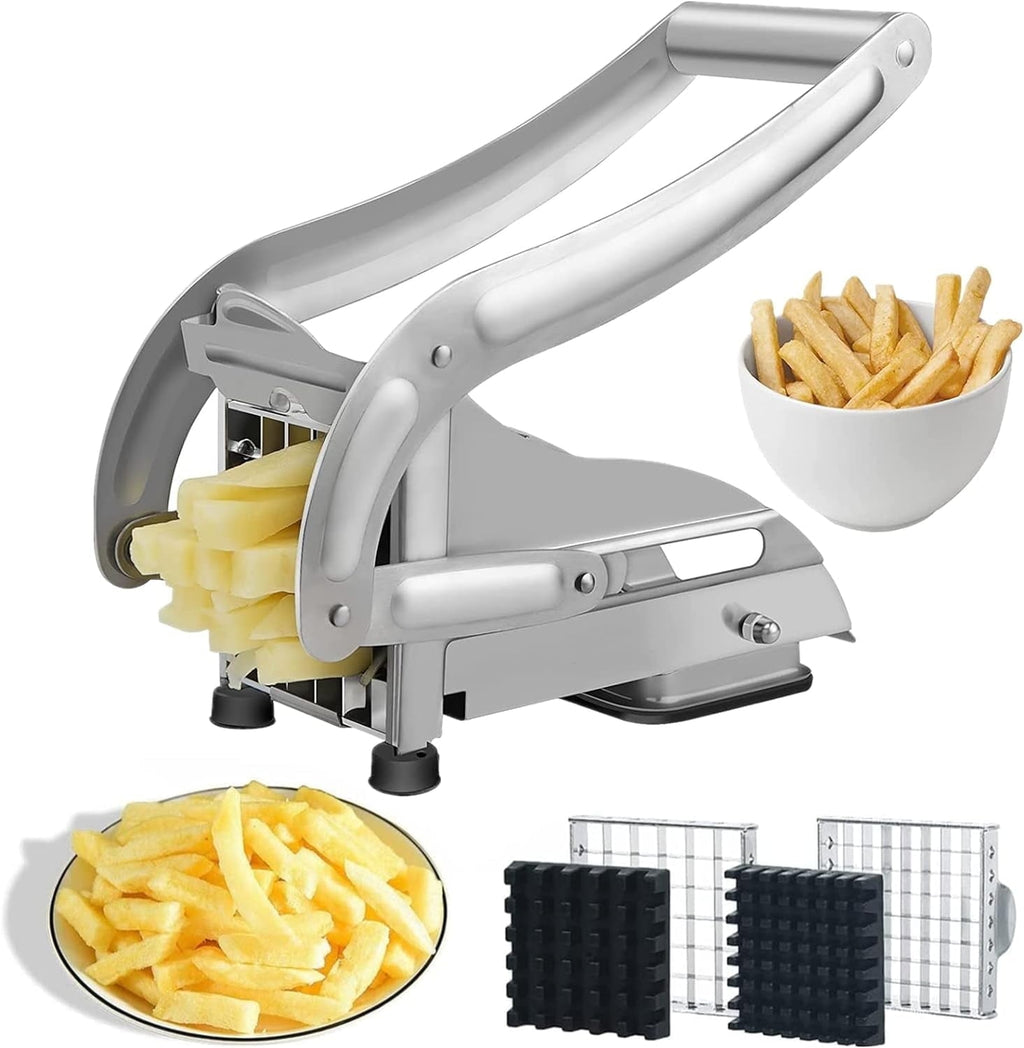 with 2 Blades, Professional Potato Stainless Steel, Potato Slicer Fries, No-Slip...