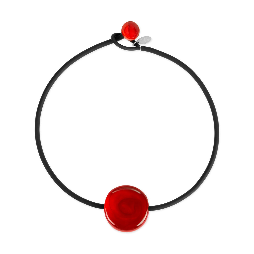 Bonbon Glass Necklace - Red/ Black