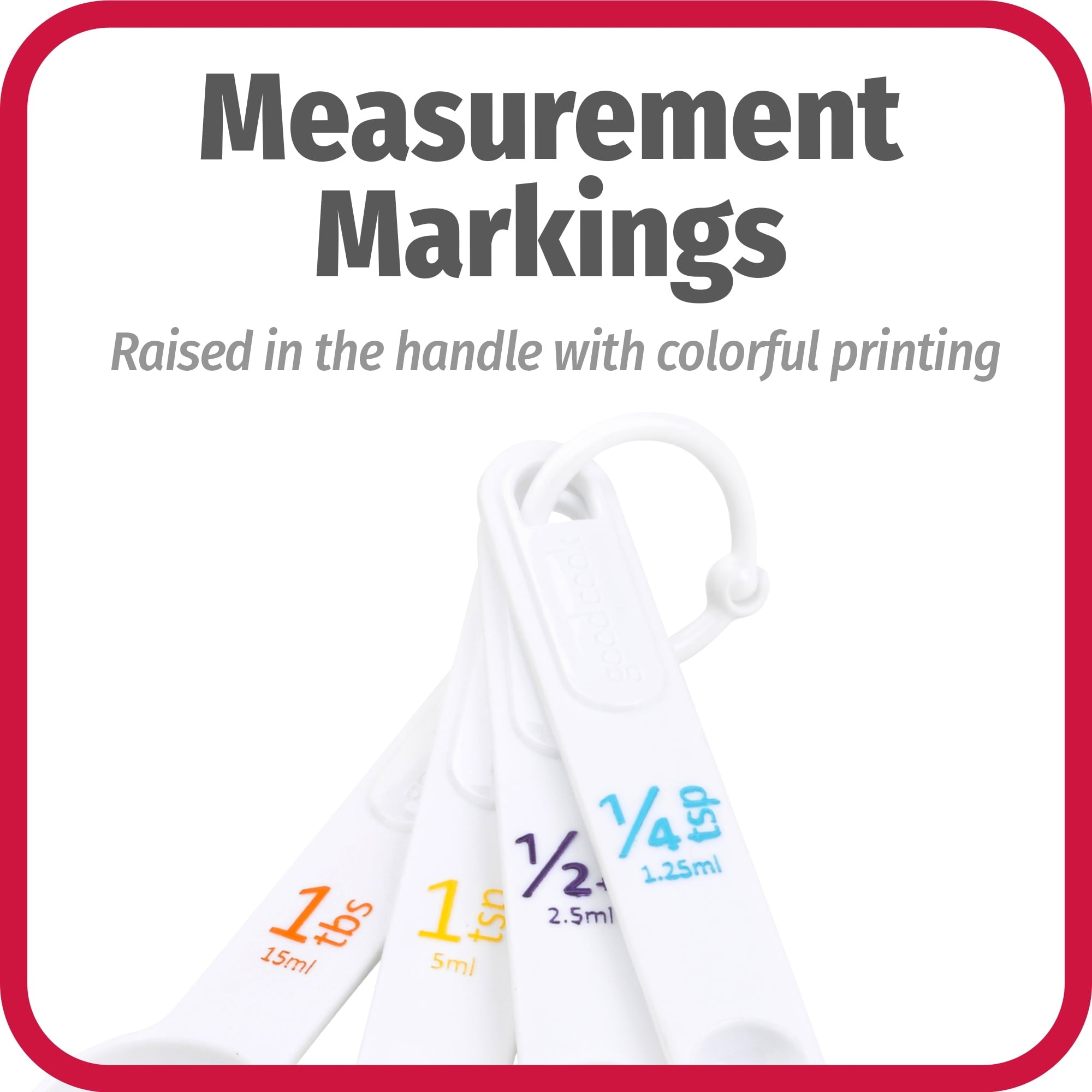 (6 pack) Plastic Measuring Cup Set with Storage Ring, White, 4-Pieces