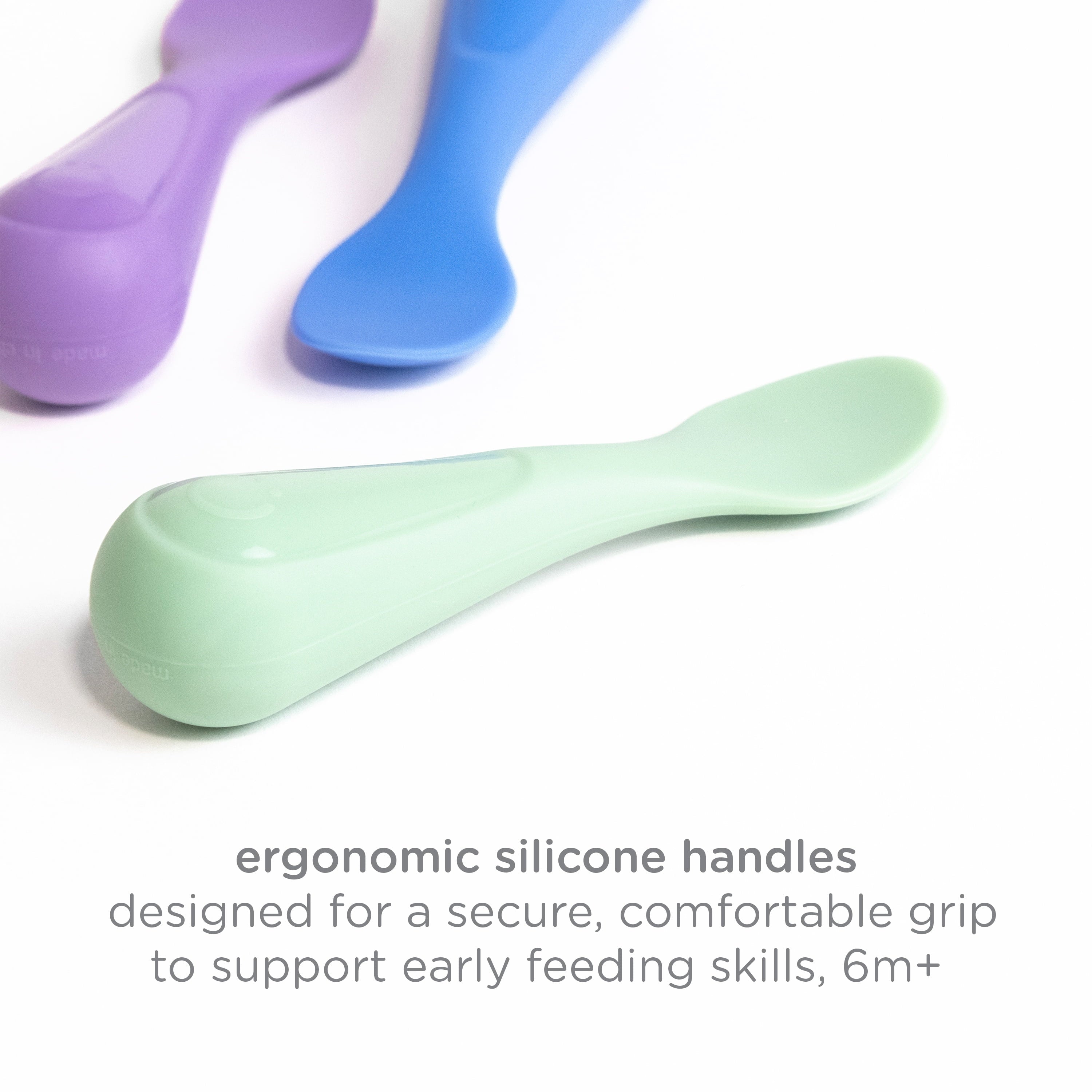 Silicone Toddler Training Spoons, Baby, Silicone Flatware Sets, 3 Pack