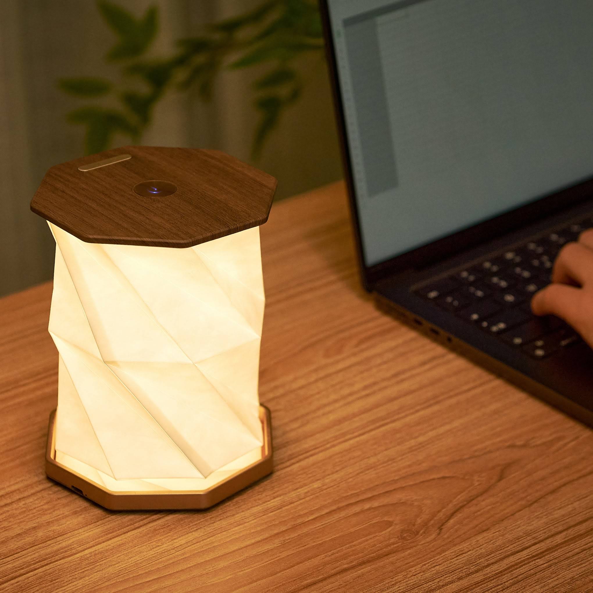 Twist Hexagon Portable Table Lamp - Walnut
