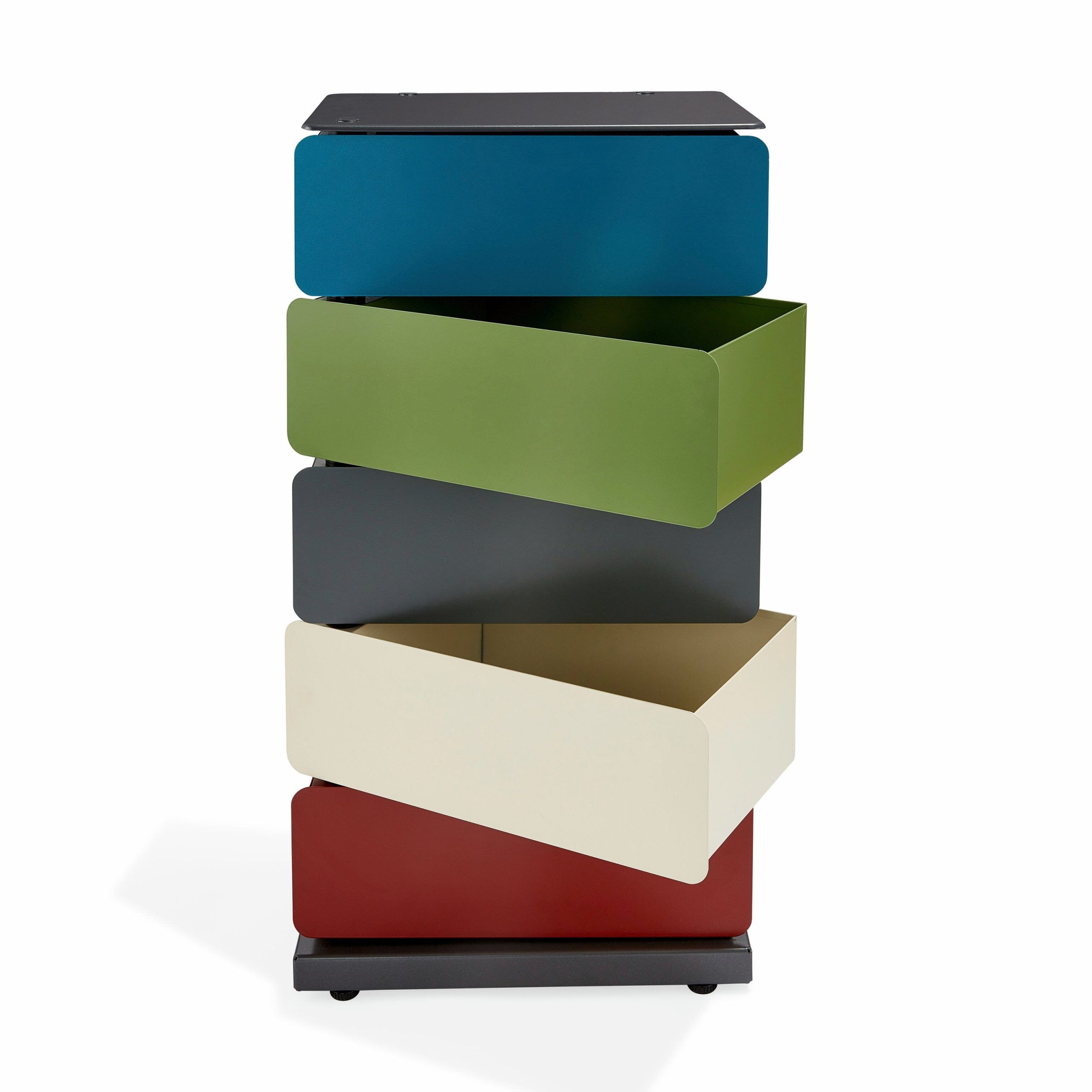 5-Drawer Pivot Cabinet - Blue/ Gray/ Red