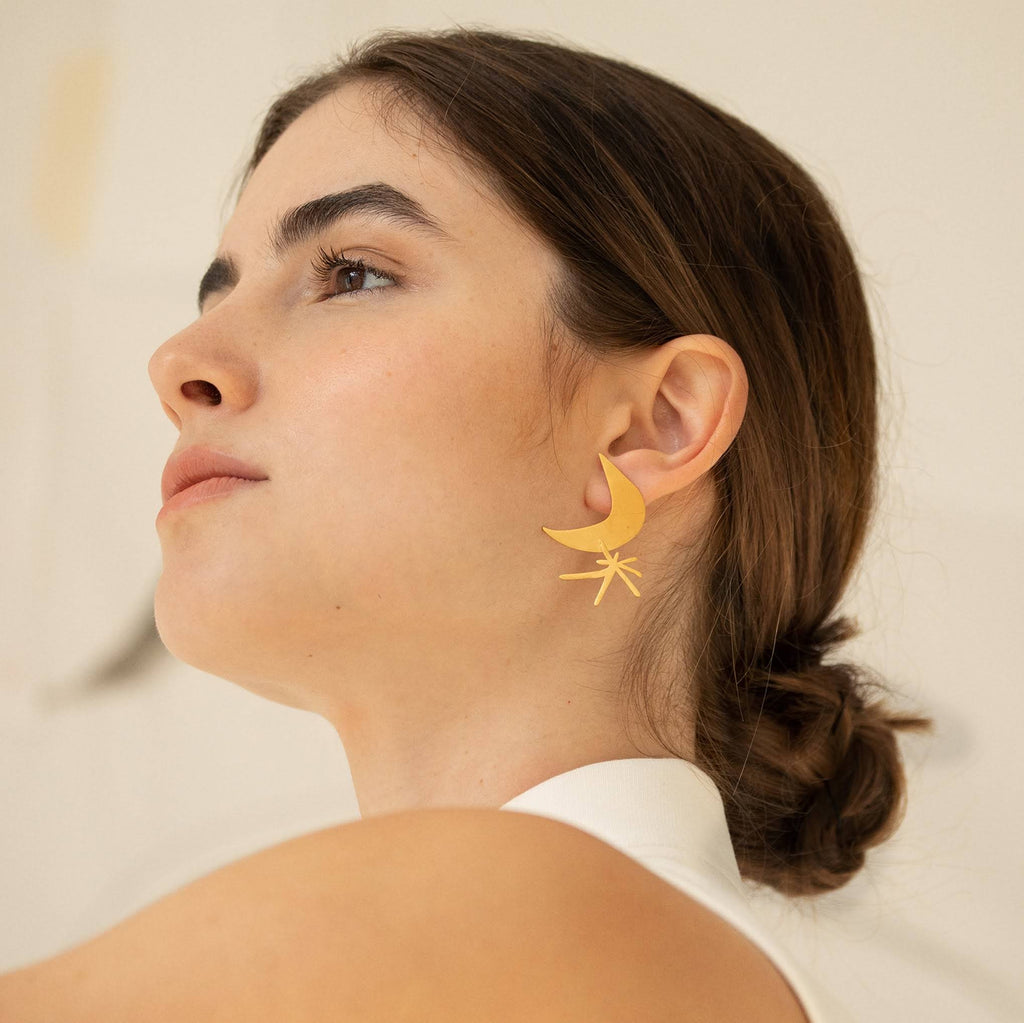 Joan Mir?? Gold-Plated Moon &amp; Star Earrings