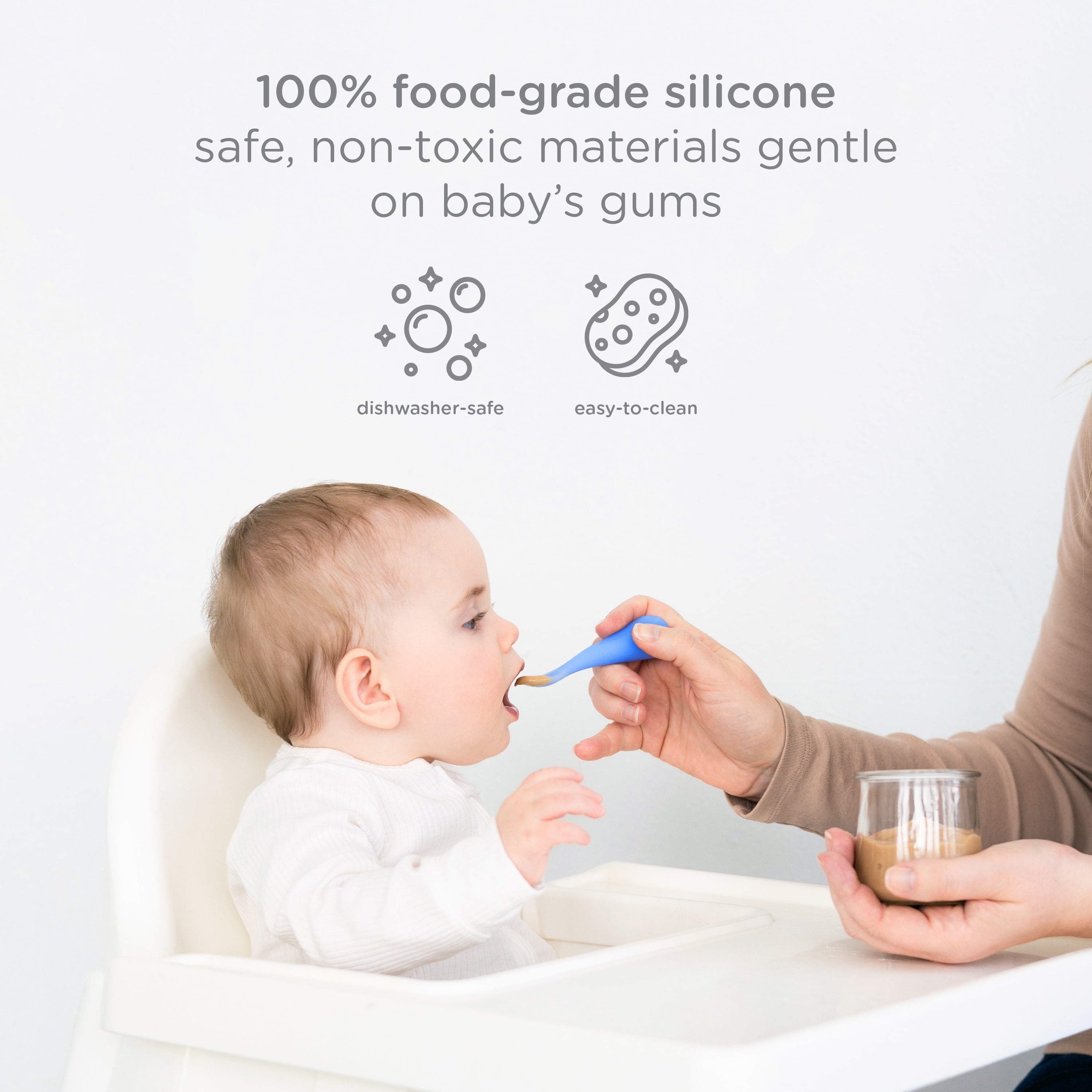 Silicone Toddler Training Spoons, Baby, Silicone Flatware Sets, 3 Pack
