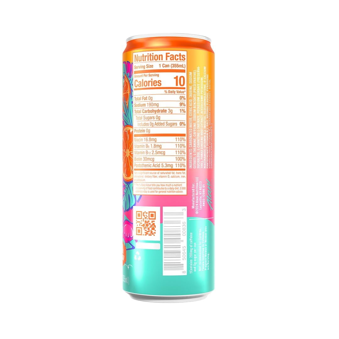 Sugar Free Energy Drinks Variety Pack, Pink Slush, orange kiss, cherry twist, Low - Calorie, Energy Boost Drinks 12 oz (Pack Of 6)