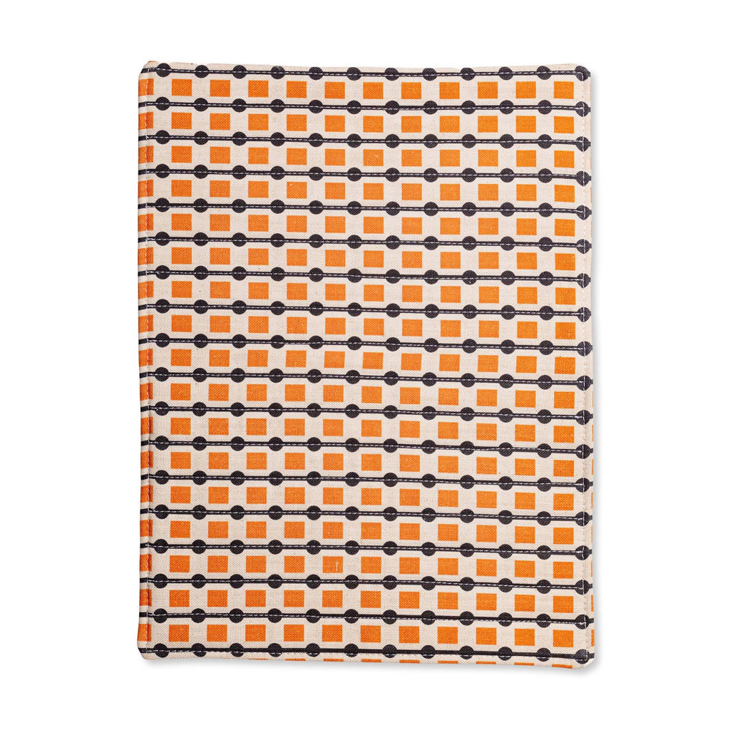 Geometric Cotton &amp; Linen Placemats - Set of 2 - Black/ Orange