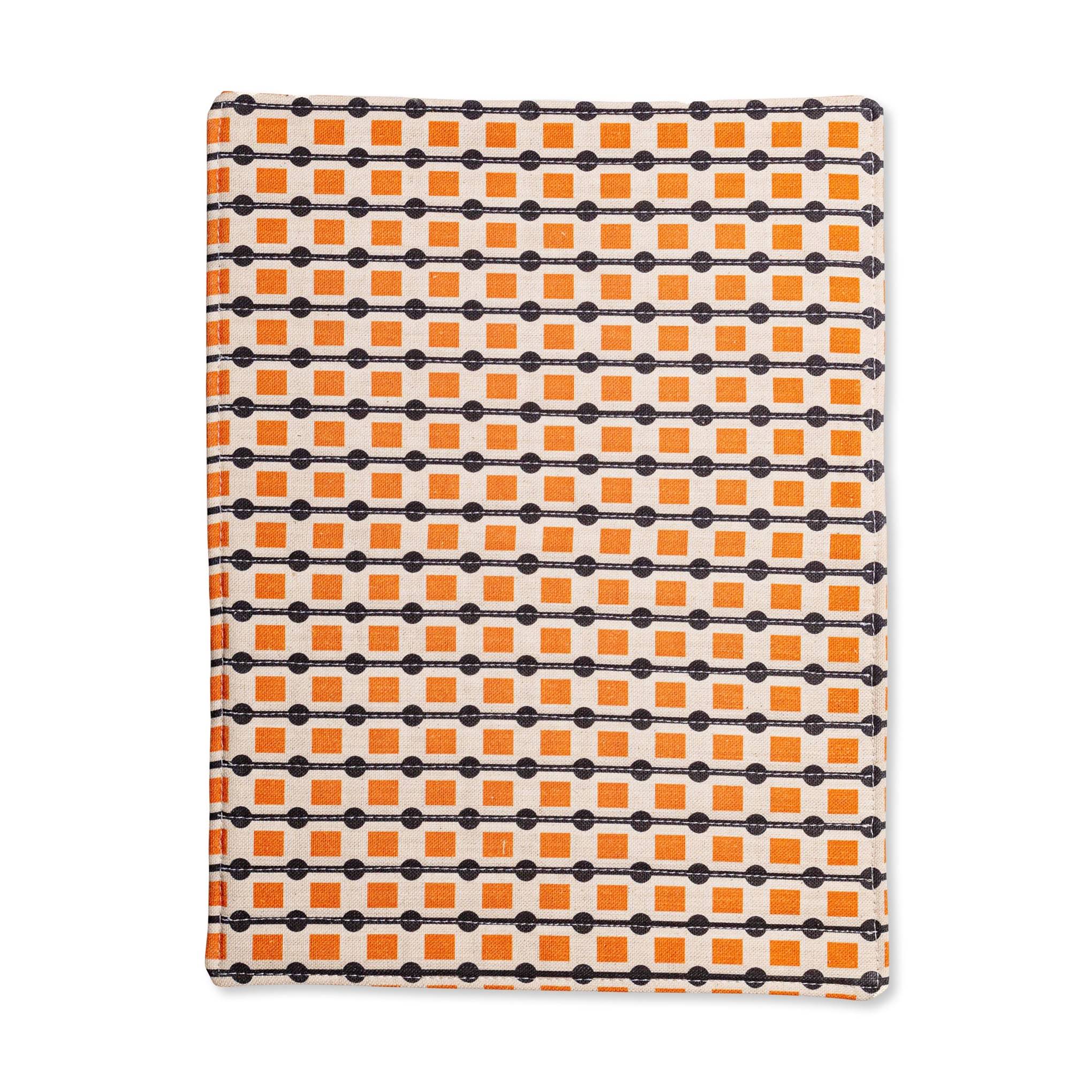 Geometric Cotton &amp; Linen Placemats - Set of 2 - Black/ Orange