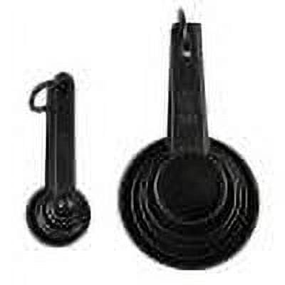 10 Pcs Black Plastic Measuring Spoons and Cups - Essential Tools for Baking and Coffee Brewing