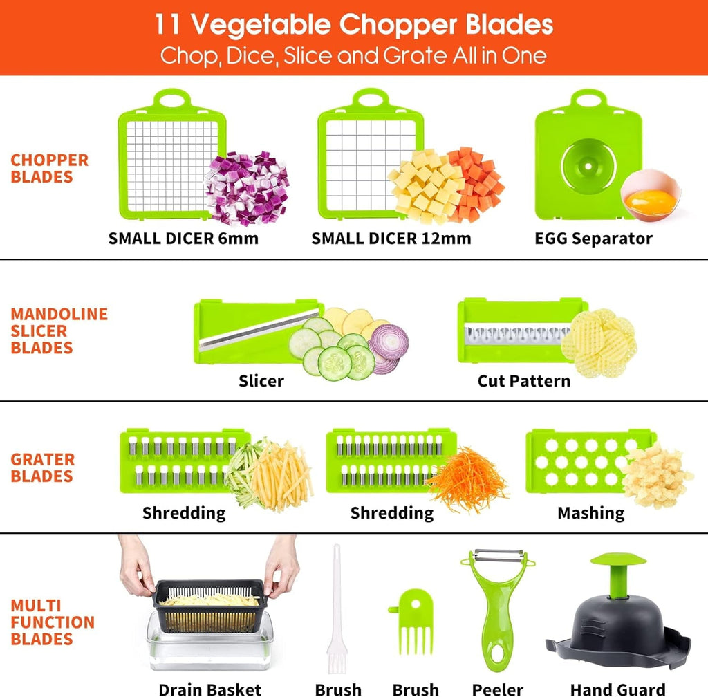 Vegetable Chopper, Pro Onion Chopper, 14 in 1Multifunctional Food Chopper, Kitchen Vegetable Slicer Dicer Cutter,Vegg...