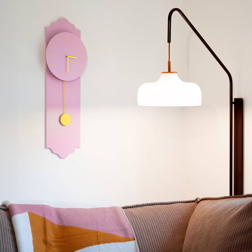 Modern Pendulum Wall Clock - Pink/ Yellow