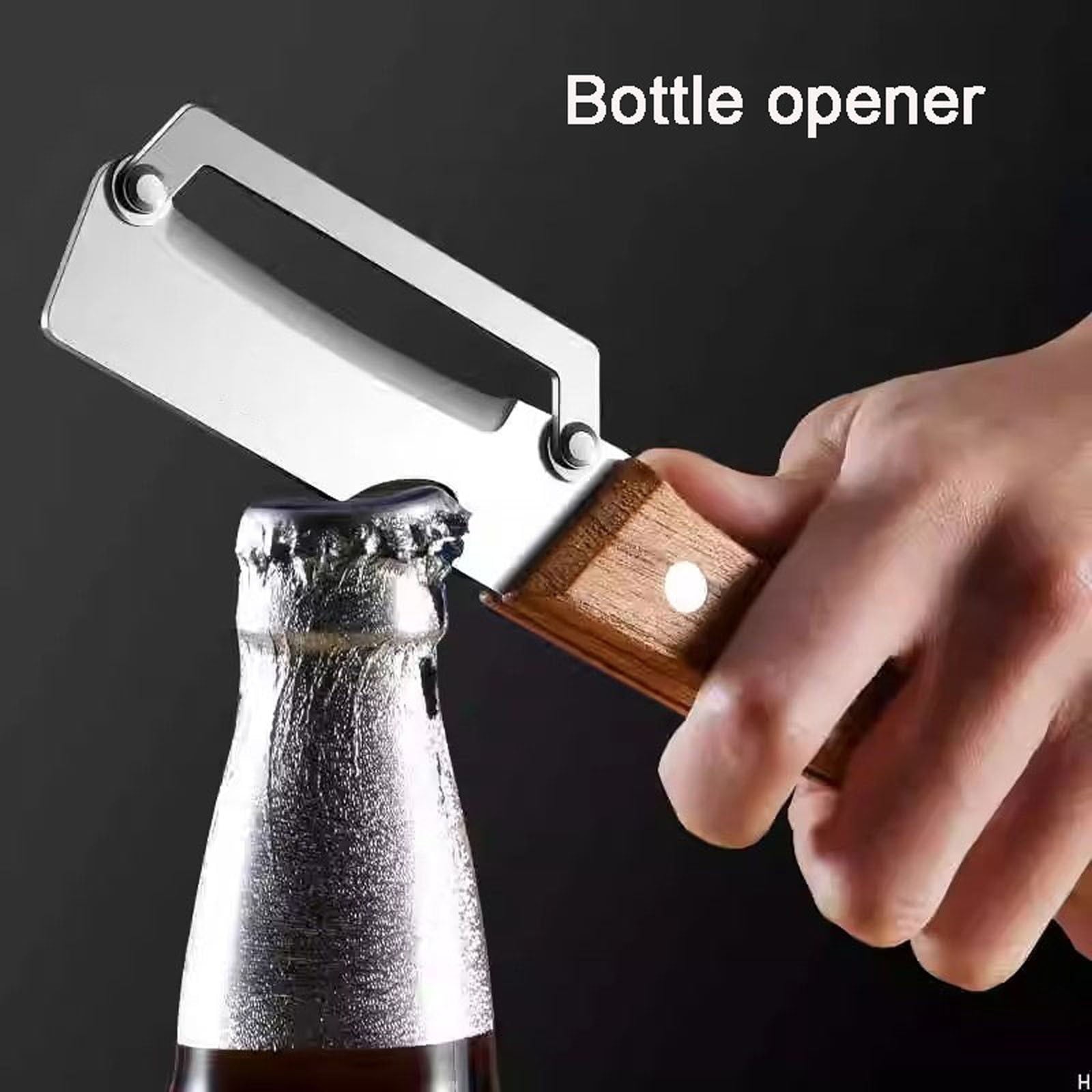 Vegetable Peeler for Kitchen, With Wooden Handle and Bottle Opener, Comfortable and non-slip handle ...