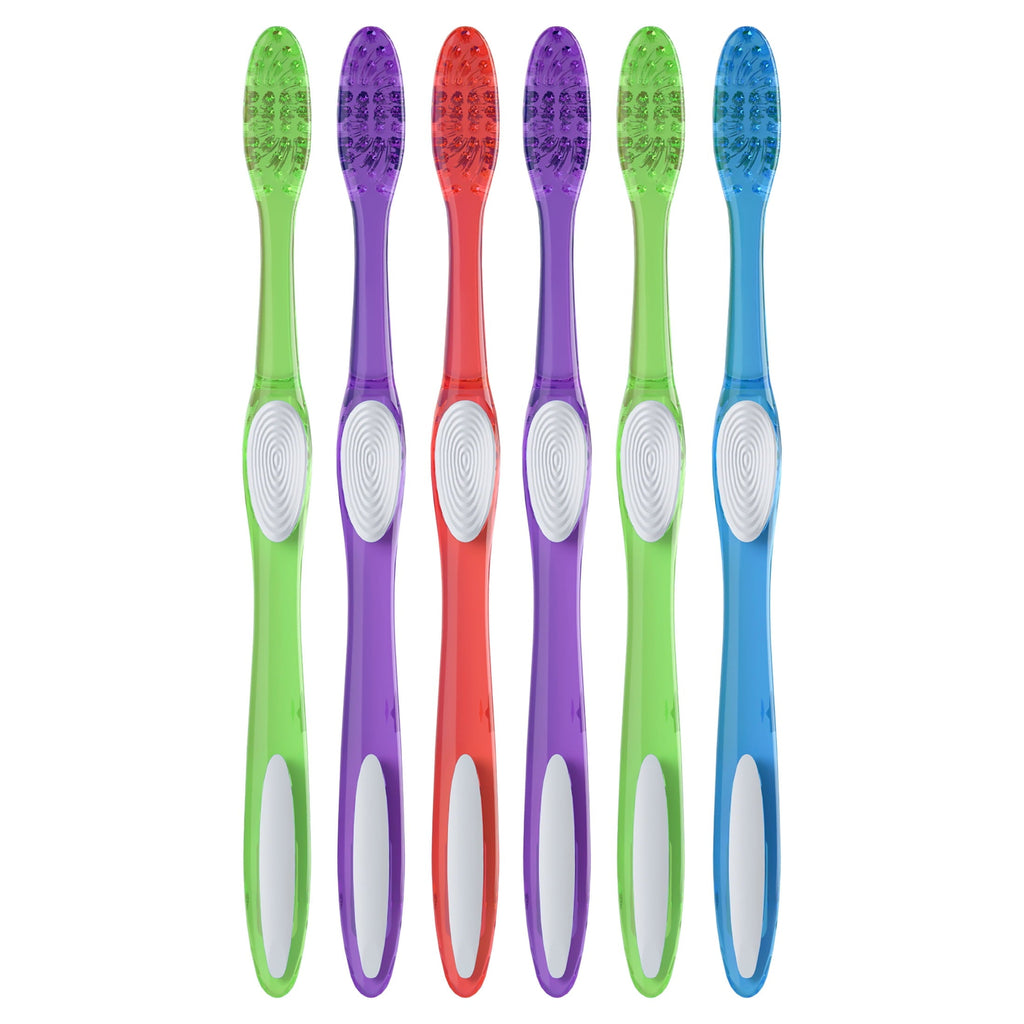 (4 pack)  Toothbrush Pack, Essential Clean Manual Toothbrushes, Soft Bristles, 6 Count