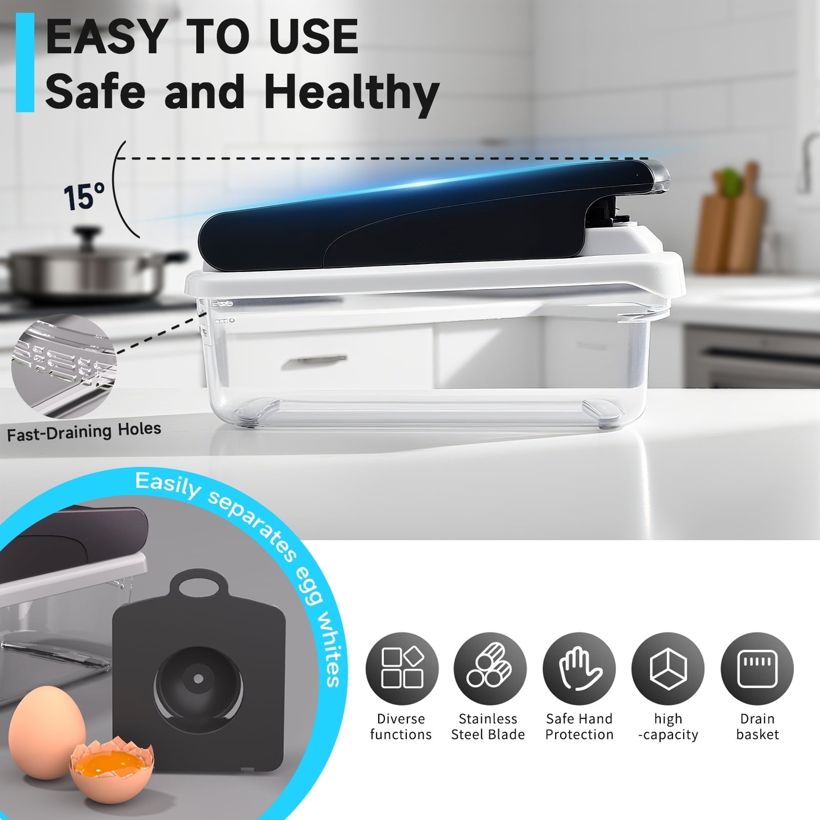Vegetable Chopper Food Slicer, 15 in 1 Multi-Function Food Chopper for Onion, Veggie, Cheese Grater, Vegetable...