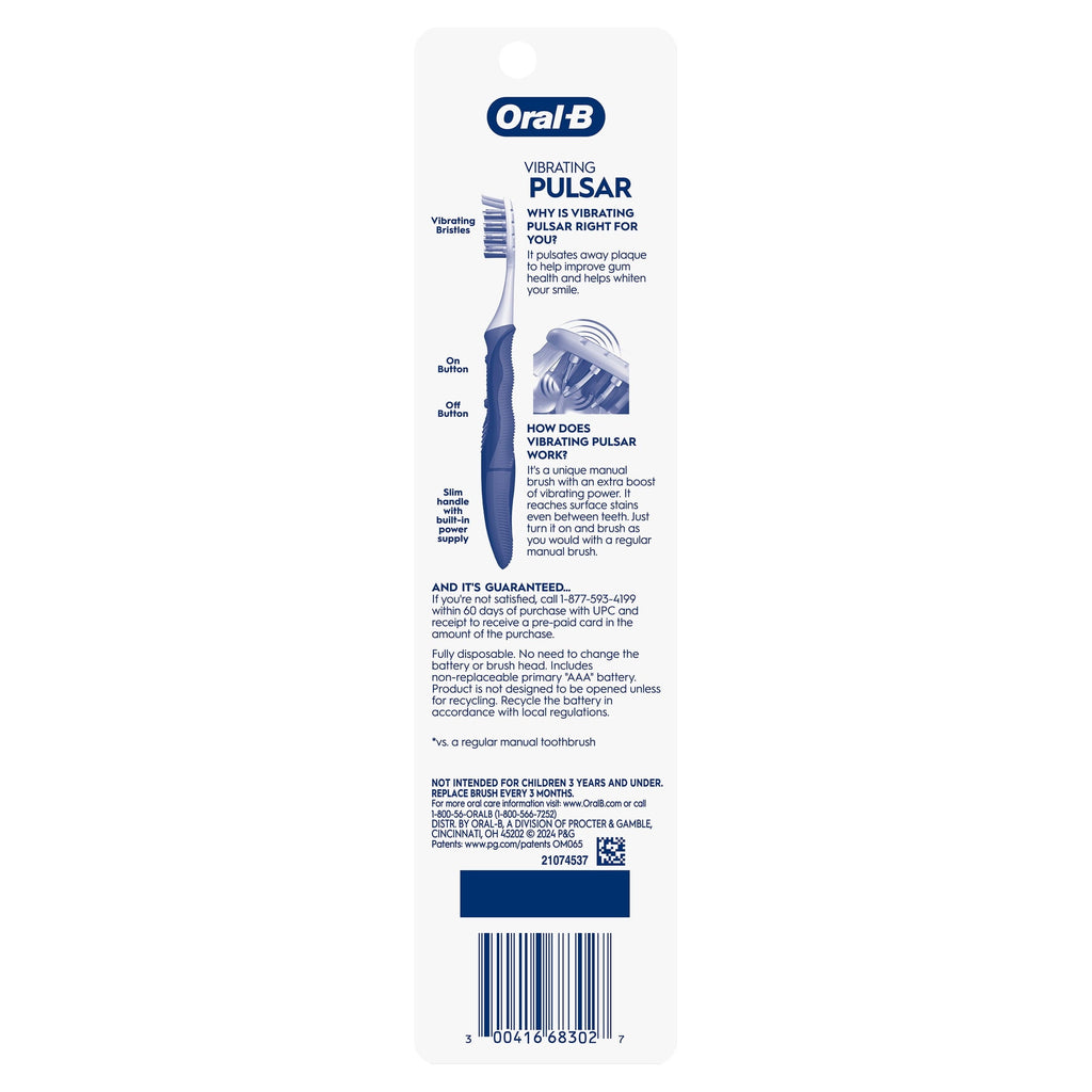 Toothbrush Pack, Expert Clean Pulsar Battery Powered Toothbrush, Medium, 2 Count