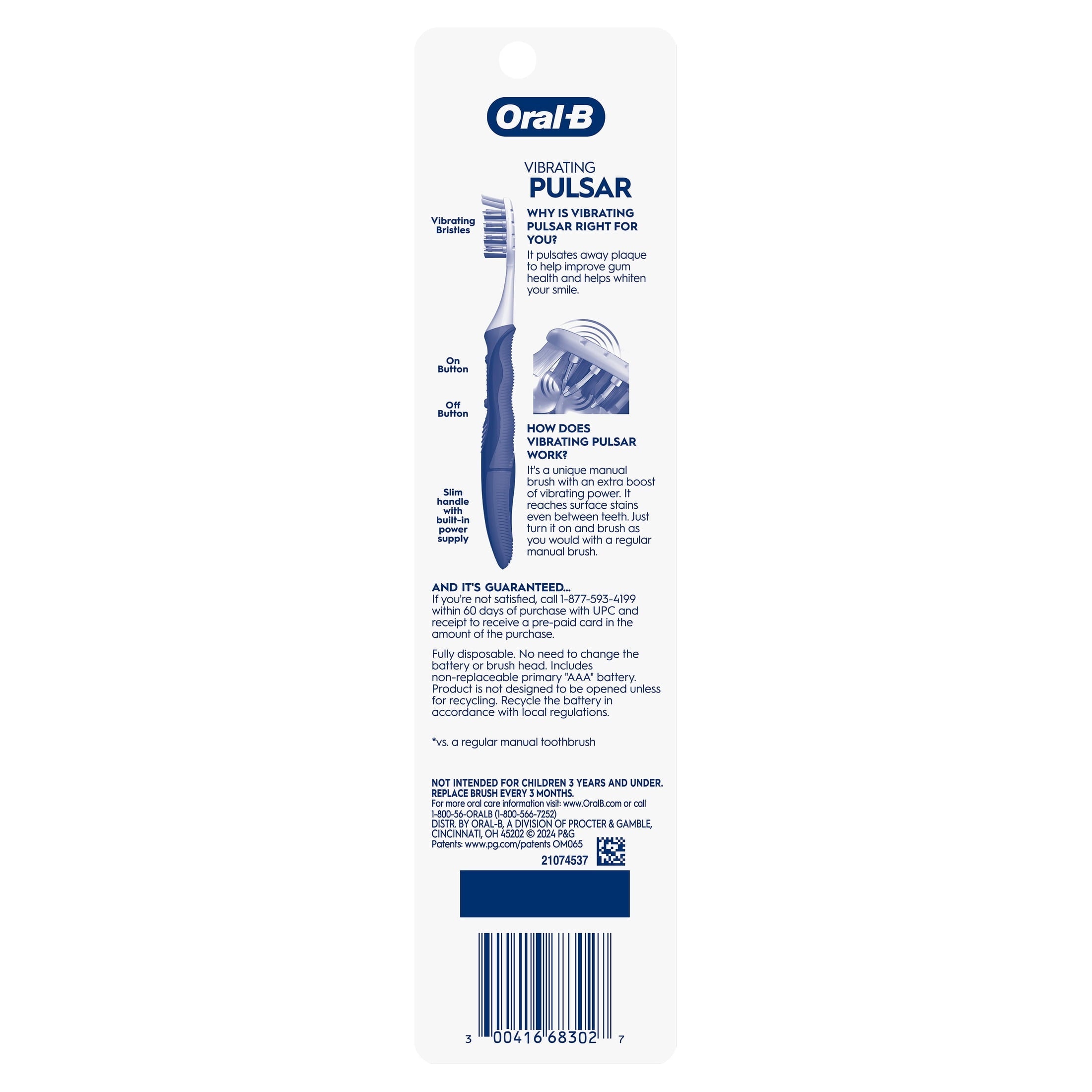 Toothbrush Pack, Expert Clean Pulsar Battery Powered Toothbrush, Medium, 2 Count