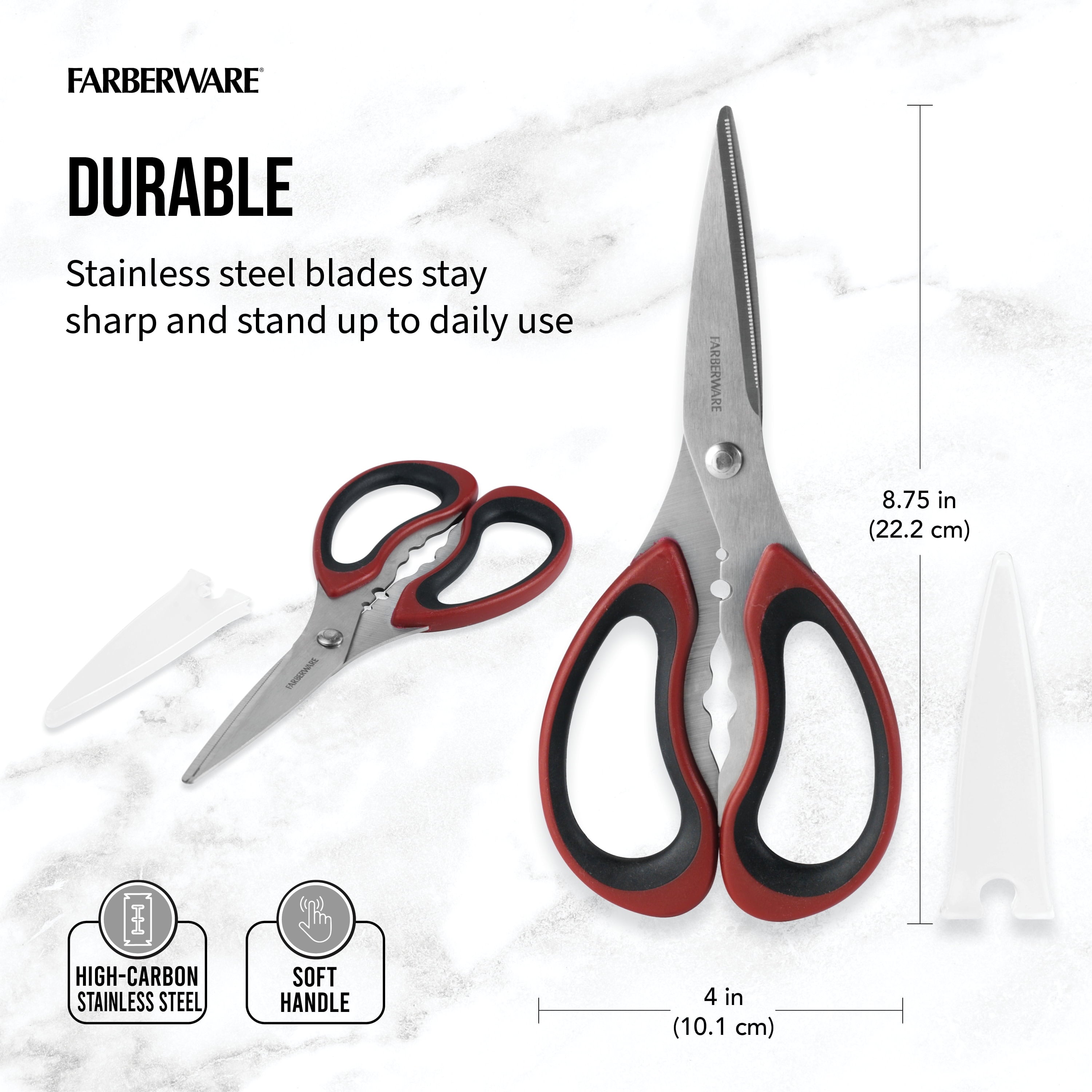 Stainless Steel Kitchen and Herb Shears with Red and Black Handle